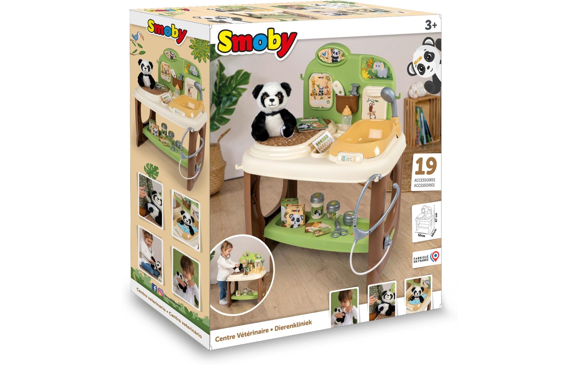 Smoby Tierarztklinik mit Panda – 46,1×70,7×52,3 cm – 1 Stück – ab 3 J. – Kunststoff, mehrfarbig