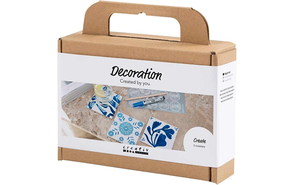 Creativ Company Bastelset – Porzellanuntersetzer bemalen – Porzellan, Blau
