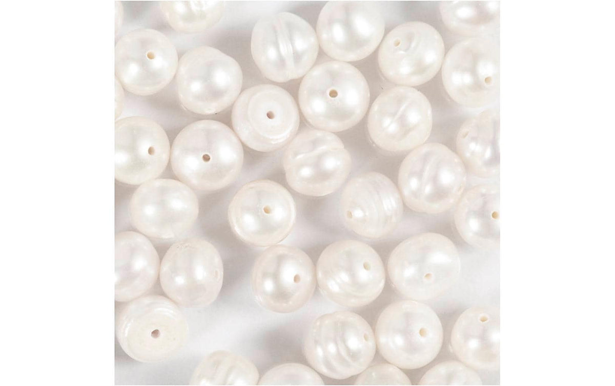 Creativ Company Perlenset, rund – weiss – Ø 4 mm, Loch 1 mm – 40 Stk.