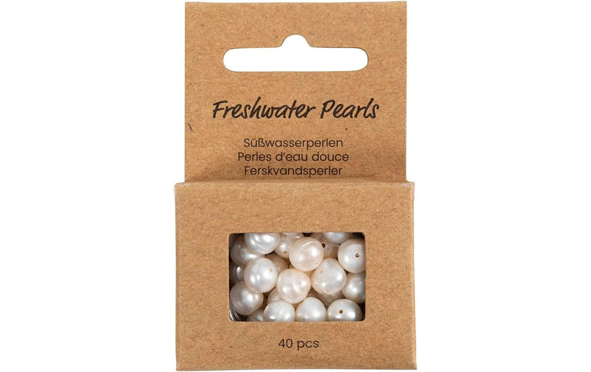 Creativ Company Perlenset, rund – weiss – Ø 4 mm, Loch 1 mm – 40 Stk.
