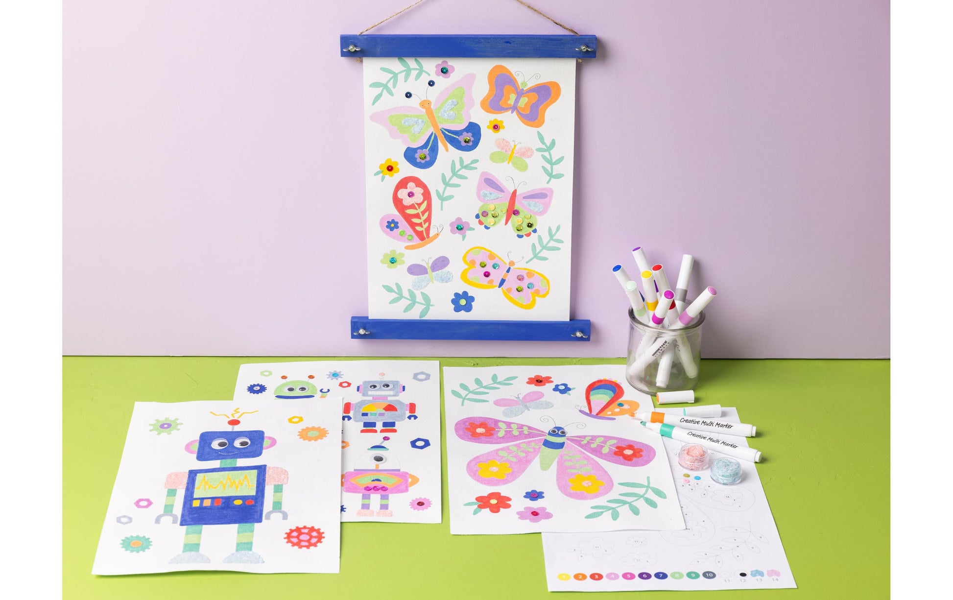 Creativ Company Bastelset Ausmalbilder – 4-teilig, inkl. 10 Filzstifte – ab 6 Jahren