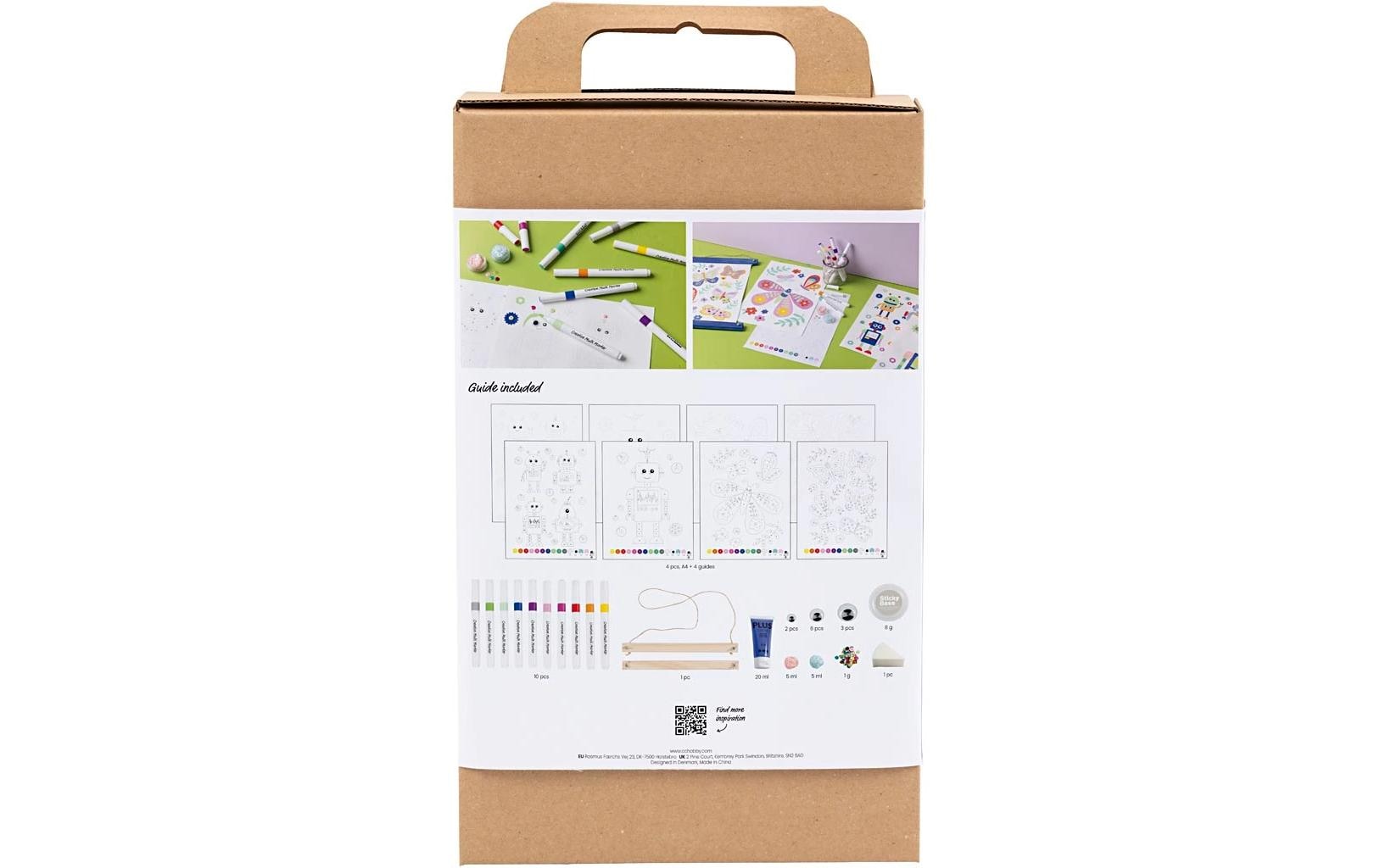 Creativ Company Bastelset Ausmalbilder – 4-teilig, inkl. 10 Filzstifte – ab 6 Jahren