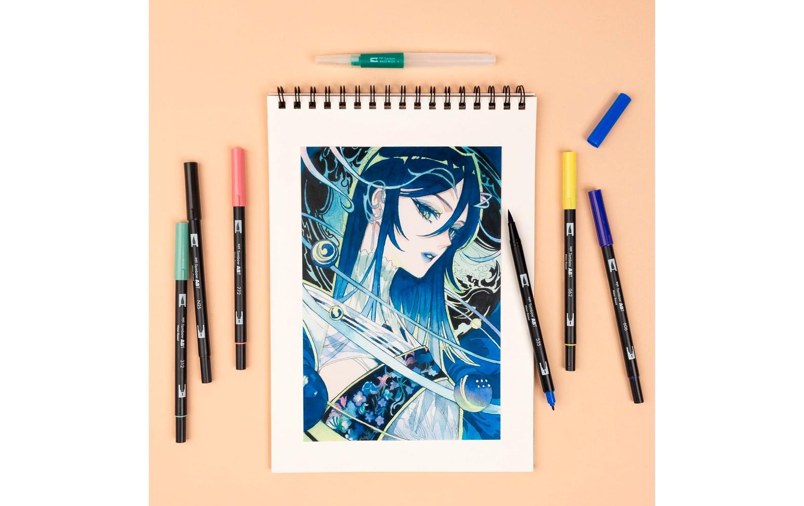 Tombow ABT Pinselstift, Doppelspitze, Manga Flower – wasservermalbar, 6 Farben