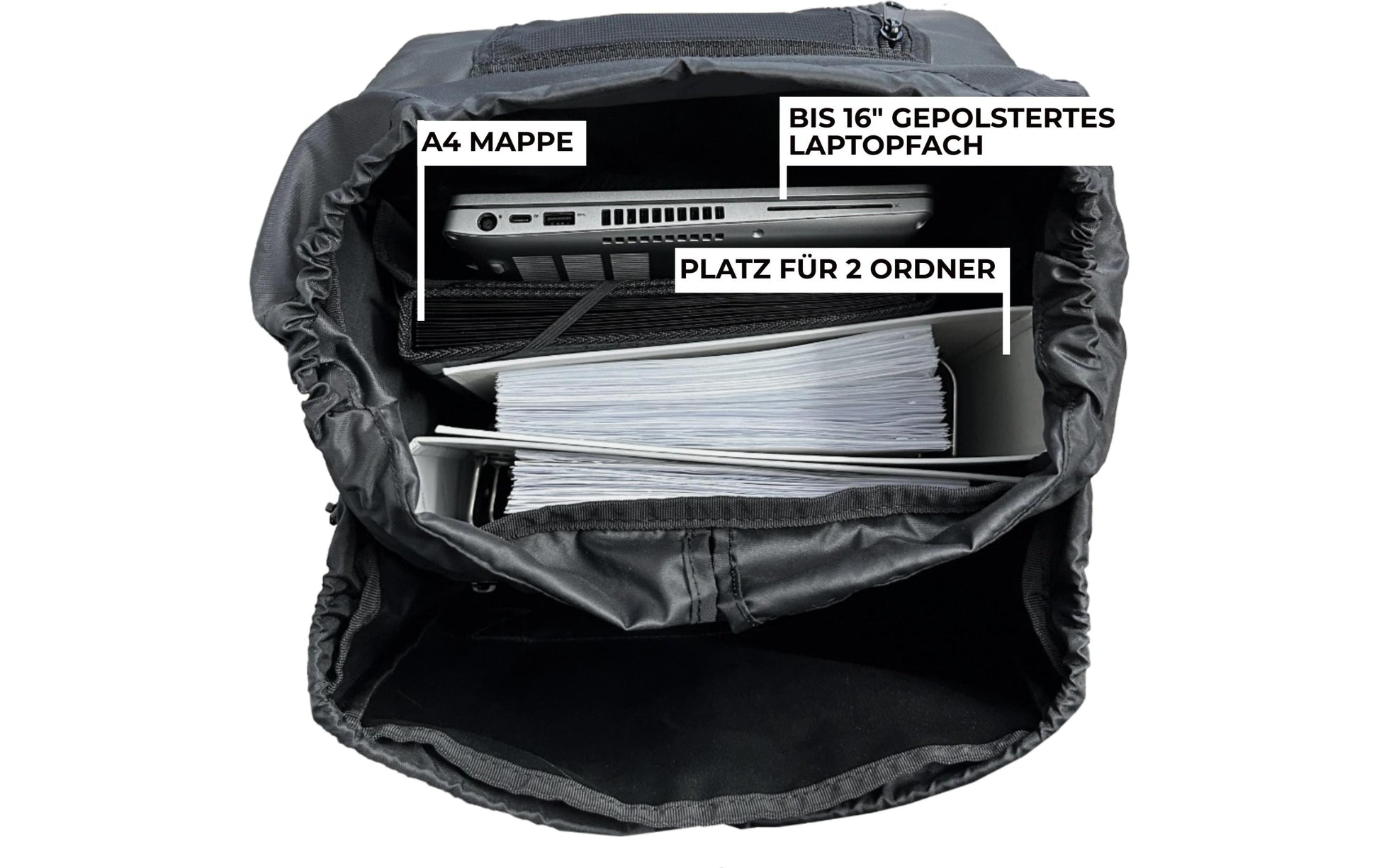 Racoon Schulrucksack THE ORIGINAL – 35 l, wasserabweisend, rPET-Polyester – Schwarz, 330 × 440 × 200 mm