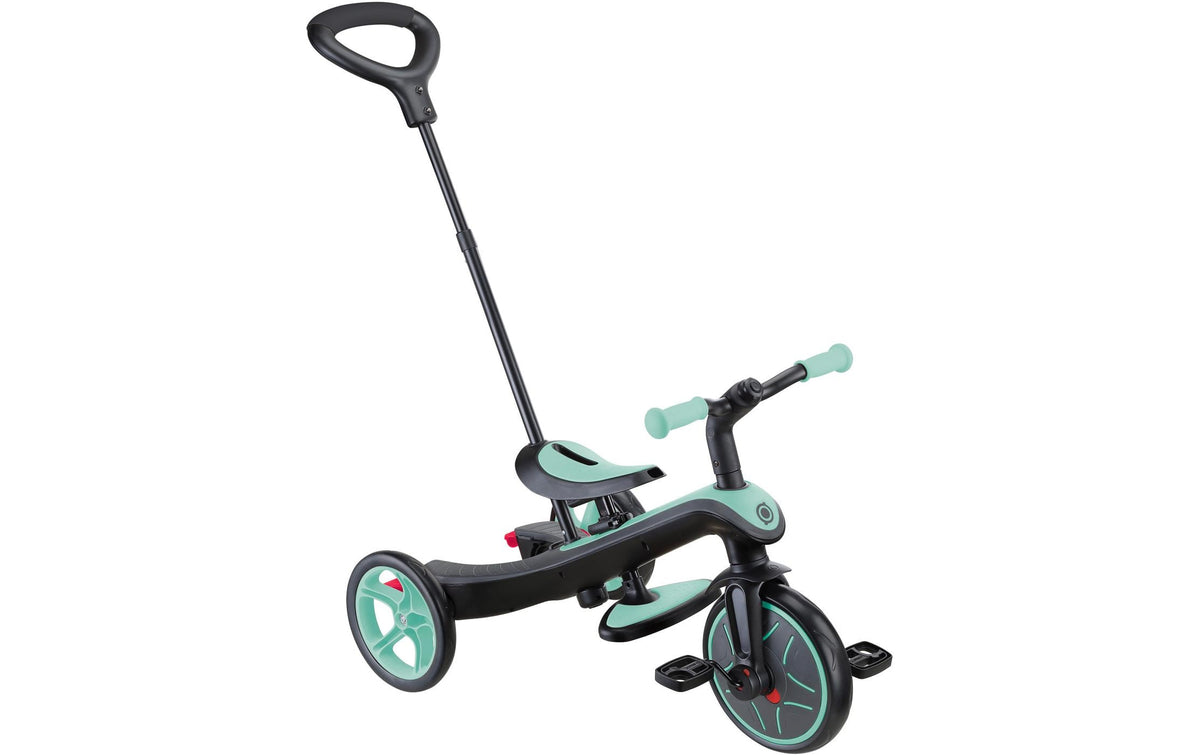 Globber Explorer 4-in-1 Dreirad – Gurt, Schiebestange, verstellbarer Sitz – ab 10 Monaten