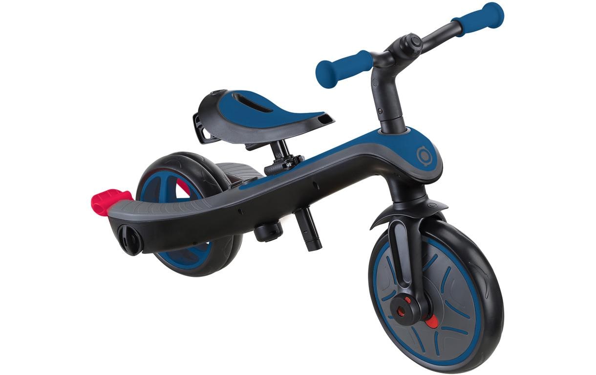 Globber Explorer 4 in 1 Dreirad – Verstellbarer Sitz, Schiebestange, Gurt – ab 10 Monaten – Blau