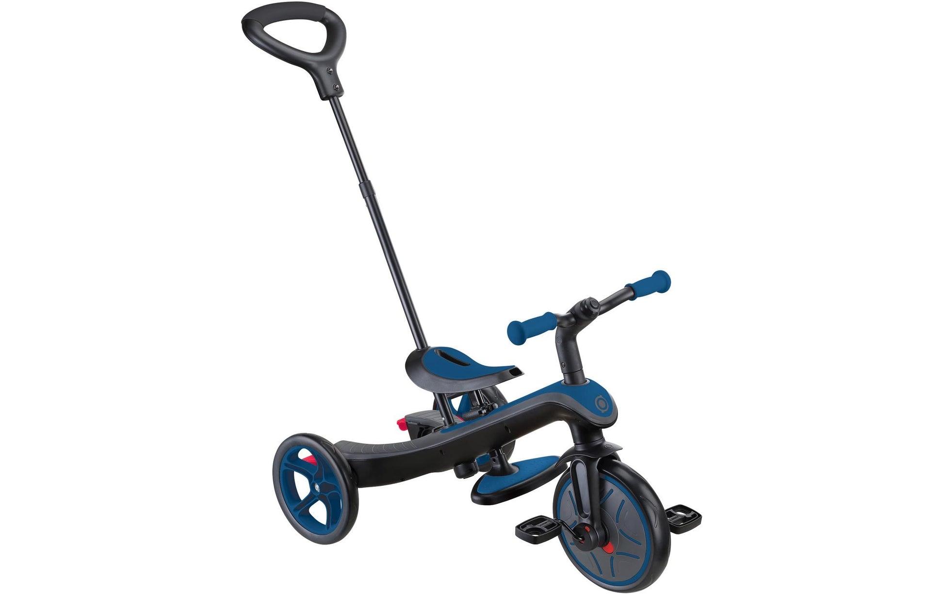 Globber Explorer 4 in 1 Dreirad – Verstellbarer Sitz, Schiebestange, Gurt – ab 10 Monaten – Blau