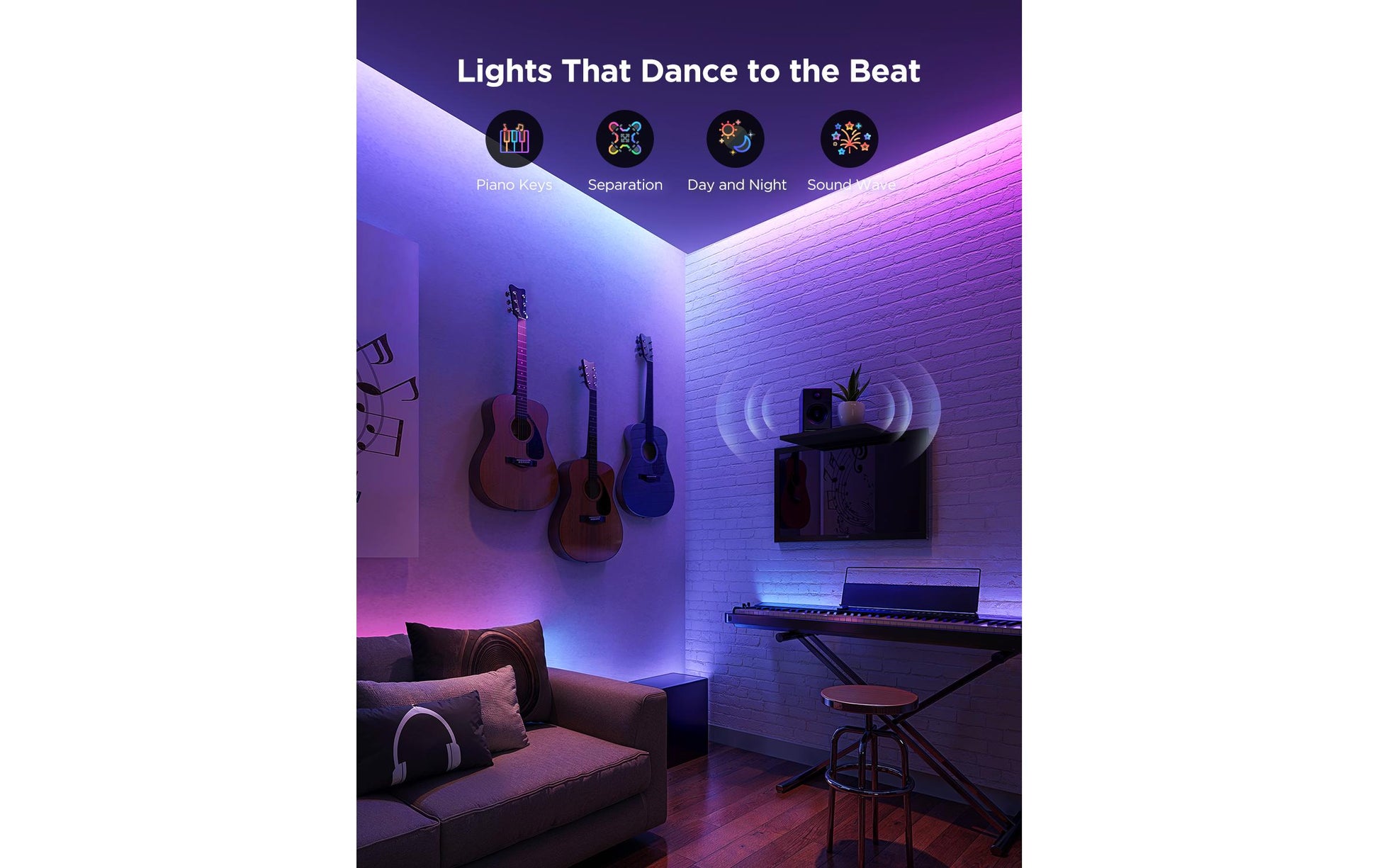 Govee LED-Strip 2 Pro – 5 m, 340 lm, 72 W, RGBW, 2700–6500 K, dimmbar, WiFi/BT, für Alexa, mehrfarbig
