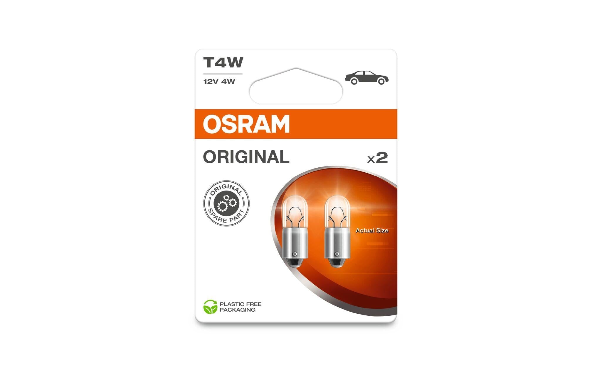 Osram Leuchtmittel BA9s – T4W Glühlampe, Warmweiss (WW) – für Personenwagen