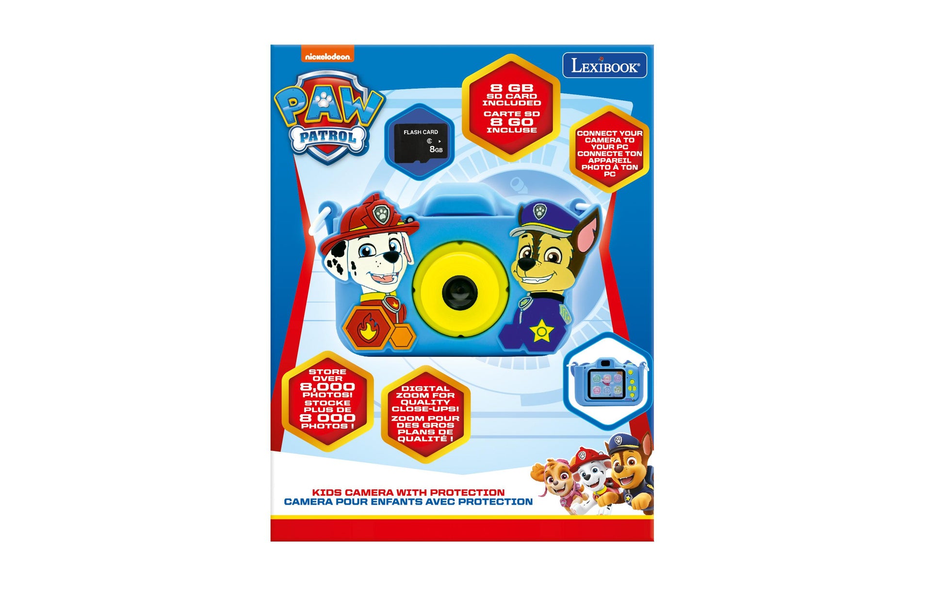 Lexibook Kinderkamera mit Schutz Paw Patrol – Kompaktkamera, 5 MP, Blau/Gelb