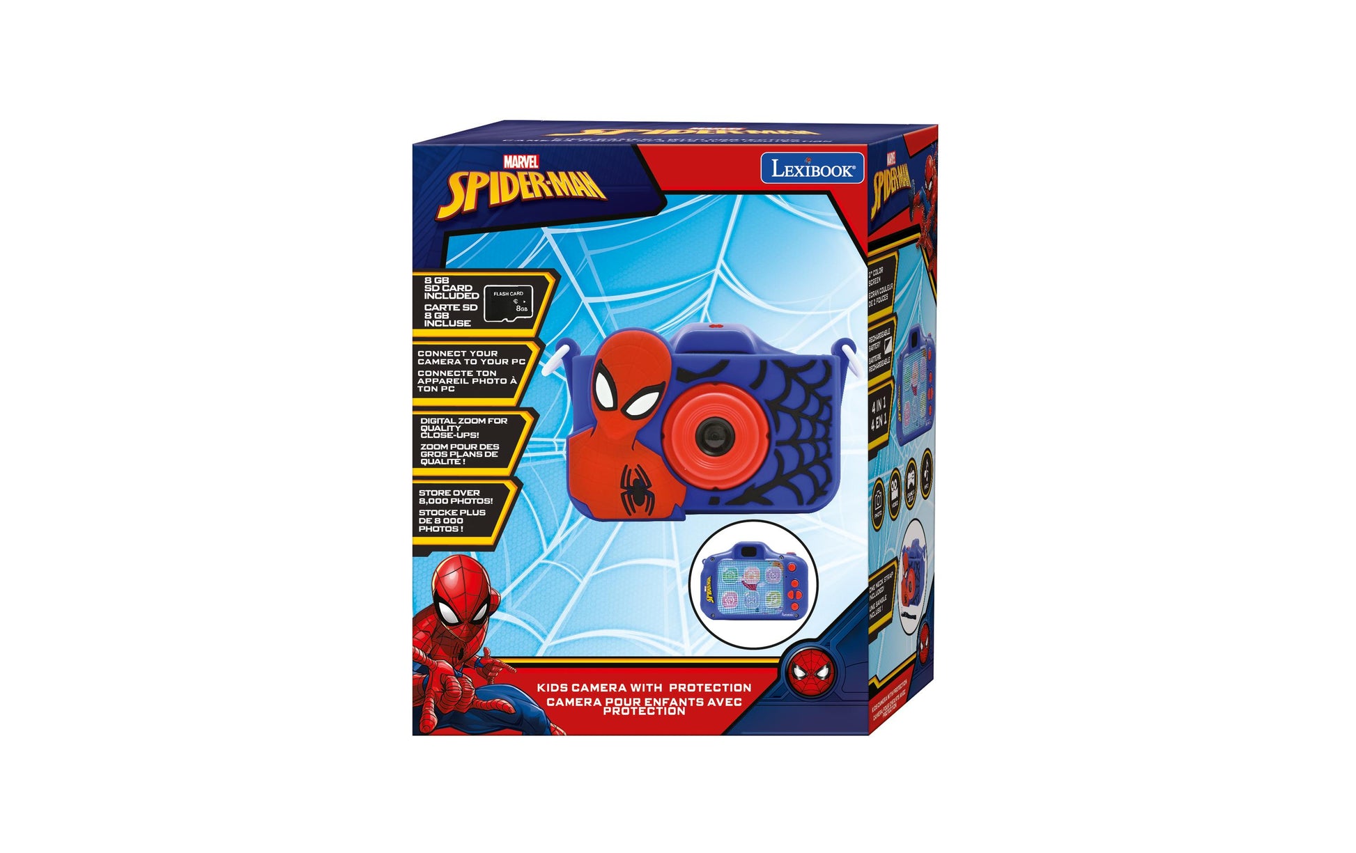 Lexibook DJ078SP Digitalkamera (Kinder) – Spider-Man – 5 MP, 1080×960 Video – 9,8×4,6×6,5 cm – 1 Stück – ab 3 Jahren