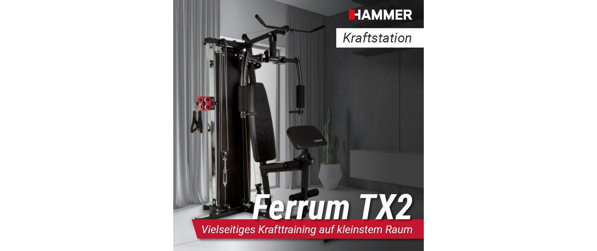 HAMMER Ferrum – Kraftstation TX2, Belastbarkeit 120 kg, 150 × 120 × 198 cm – Schwarz