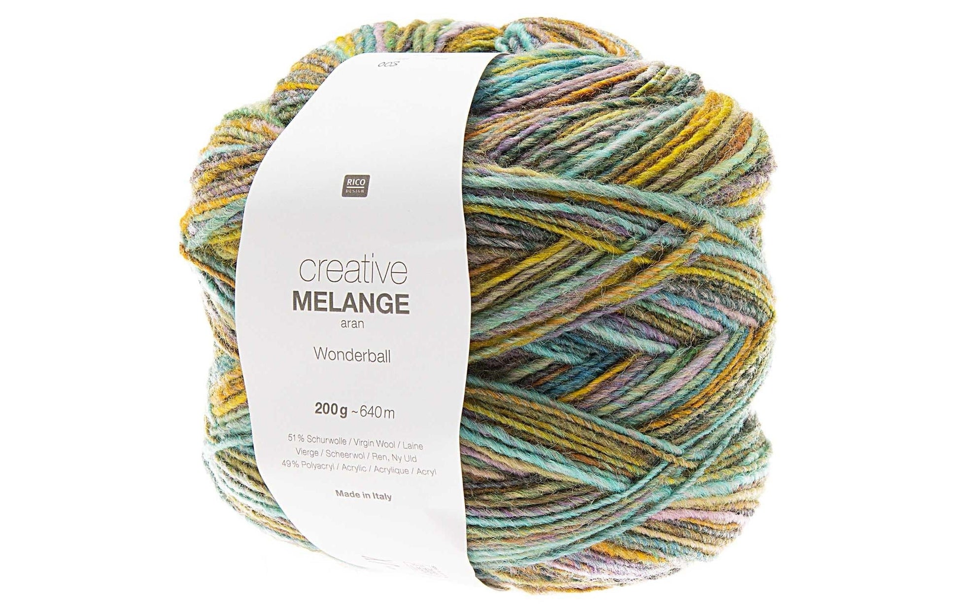 Rico Design Creative Melange Wonderball Garn Flieder – 200 g, 640 m, 51% Schurwolle/49% Polyacryl, Nadel 5 mm