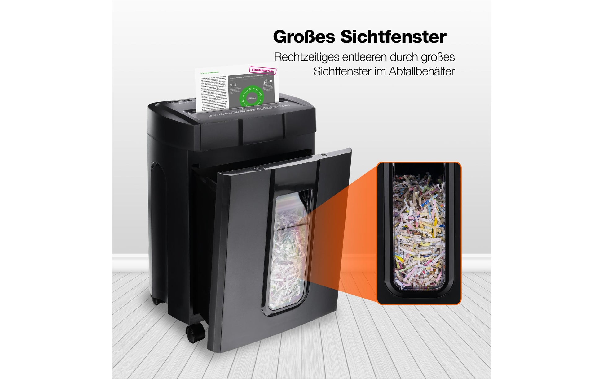 Peach bürogeräte Peach PS500-70OP – Aktenvernichter, DIN P-4, Streifenschnitt 4 × 38 mm, 14 Blatt, 18 l, mit Autofeed