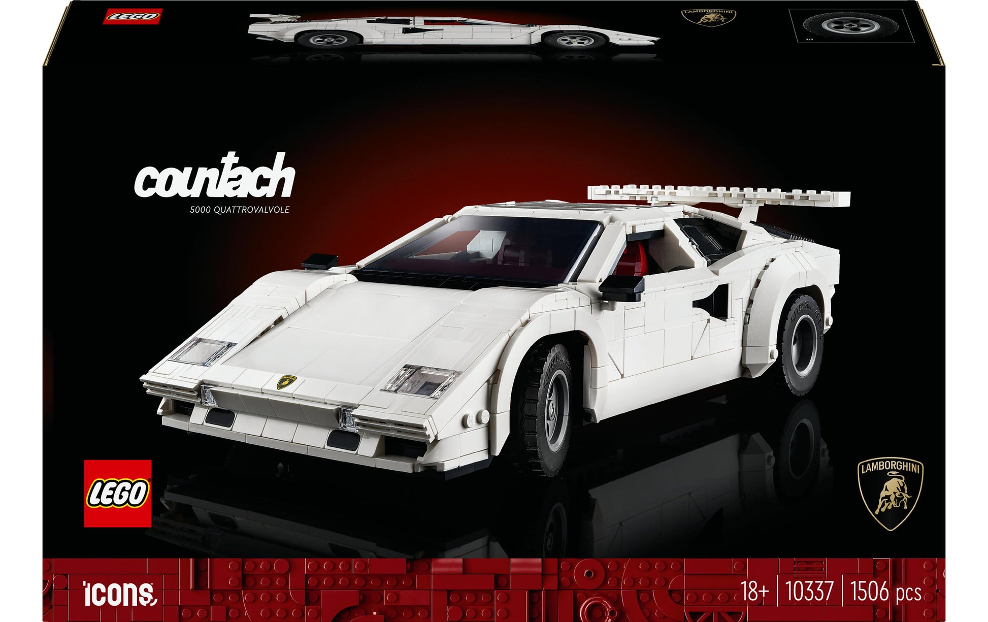 LEGO Icons Lamborghini Countach 5000 3D Puzzle – 1506 Teile – 16 × 9 × 34 cm – ab 18 Jahren