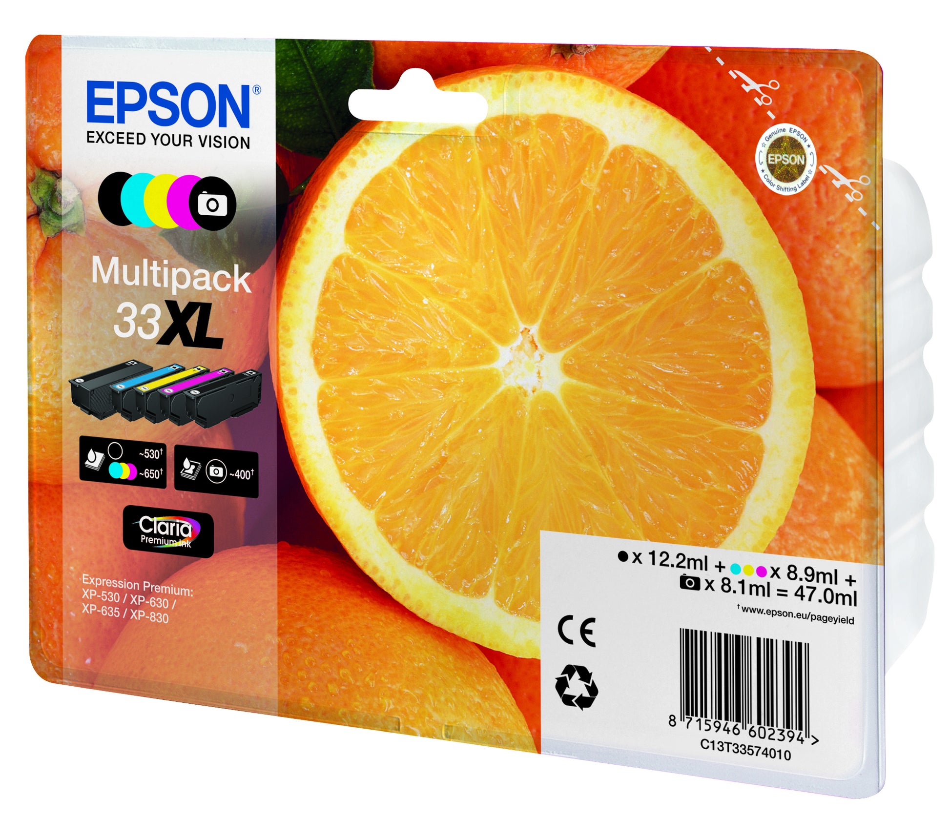 Epson 33XL Tintenpatronen-Multipack, 5er-Set (Original) – für Expression Premium XP-900/830/645 …