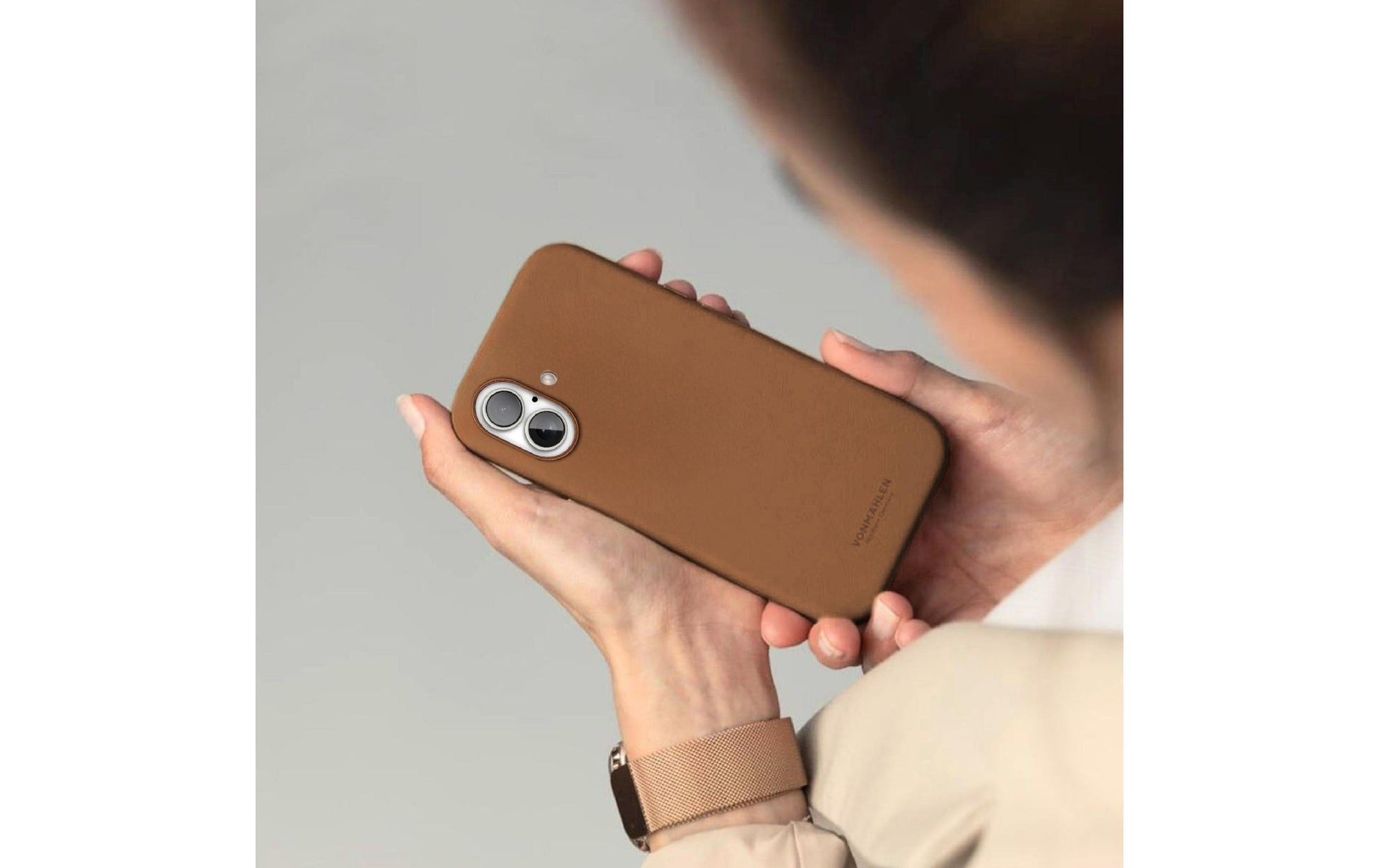 Vonmählen Backcover – für Apple iPhone 16 Plus, MagSafe, Leder, Braun, schockresistent
