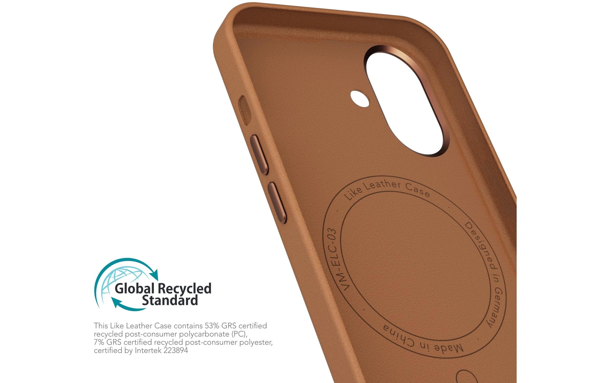 Vonmählen Like Leather Backcover – für Apple iPhone 16, MagSafe, Veganes Leder + Mikrofaser, Braun