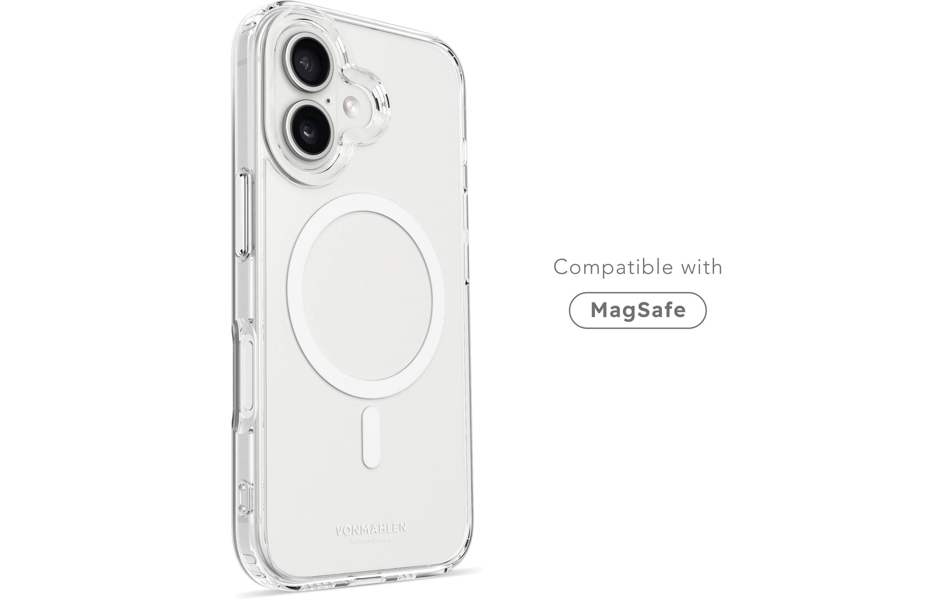 Vonmählen Backcover – für Apple iPhone 16 Plus, MagSafe, Kunststoff, Transparent/Weiss