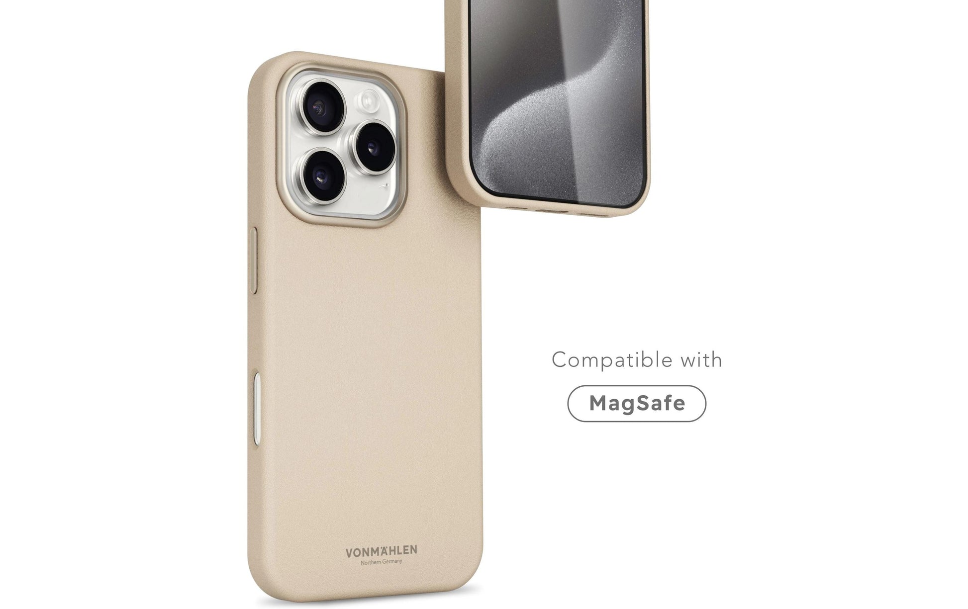 Vonmählen Backcover – für Apple iPhone 16 Pro Max – beige – Kunstleder – MagSafe-kompatibel