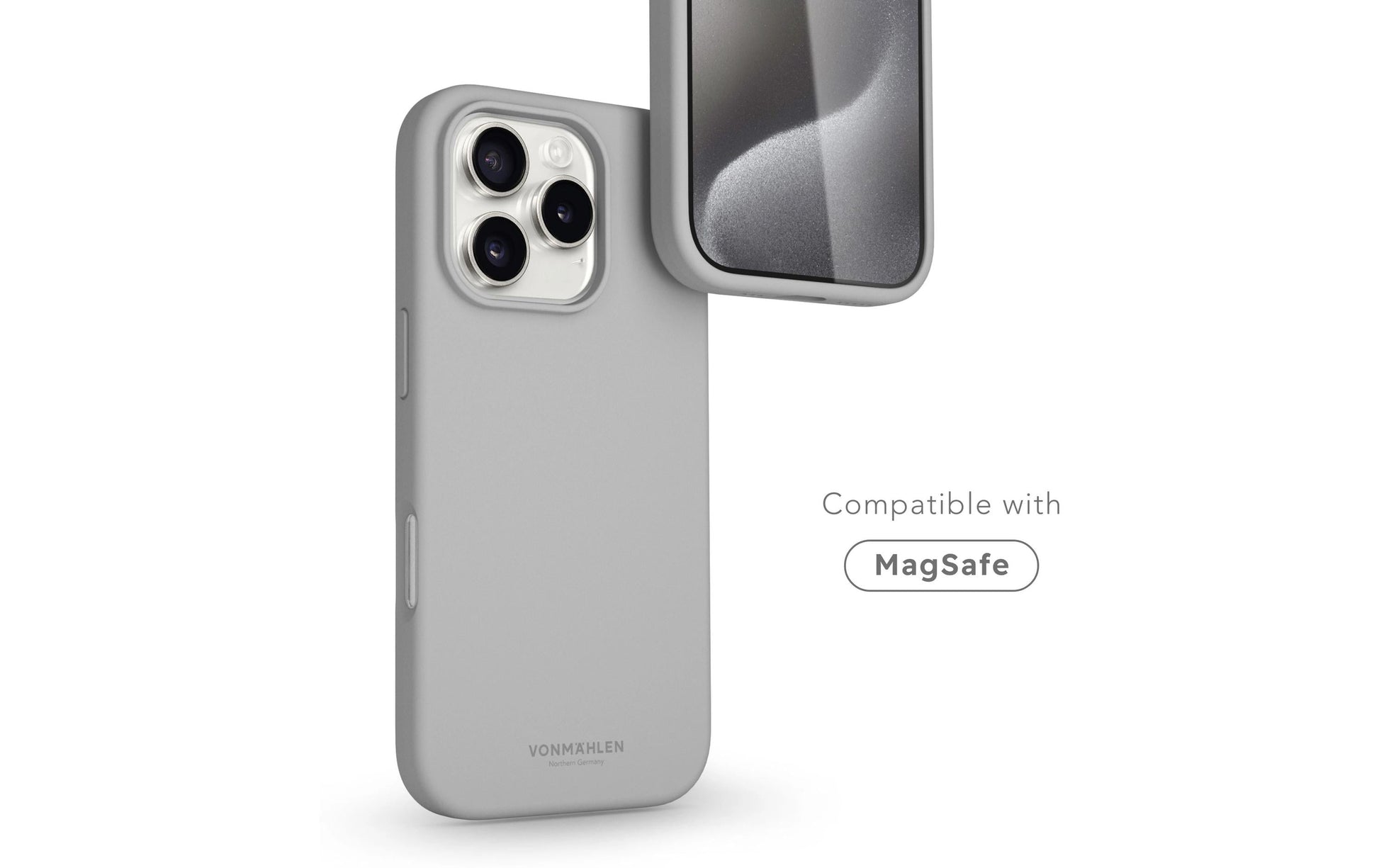 Vonmählen Backcover – für Apple iPhone 16 Pro Max, MagSafe, Silikon, Hellgrau