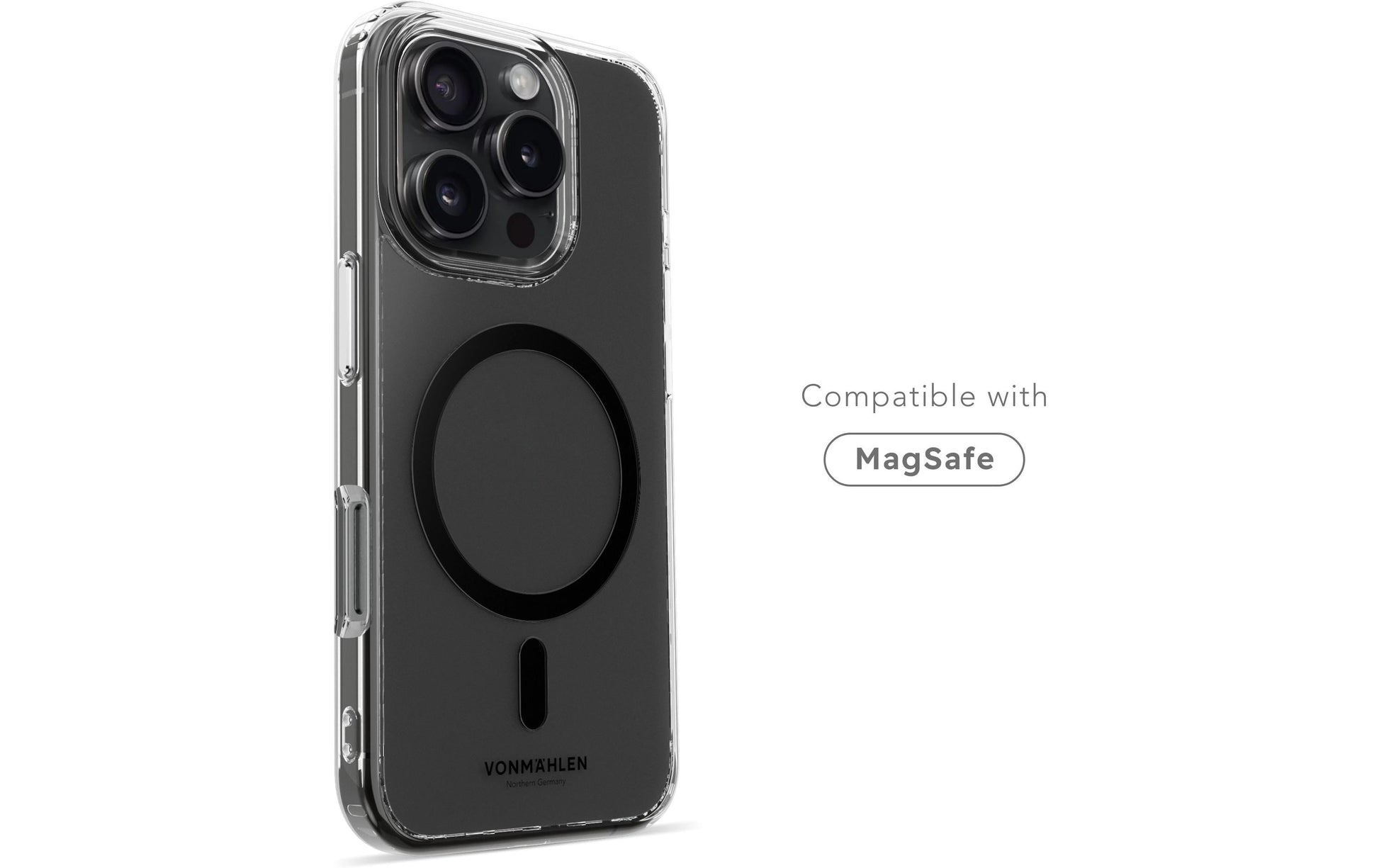 Vonmählen Backcover – für Apple iPhone 16 Pro Max, MagSafe, Kunststoff, transparent/schwarz