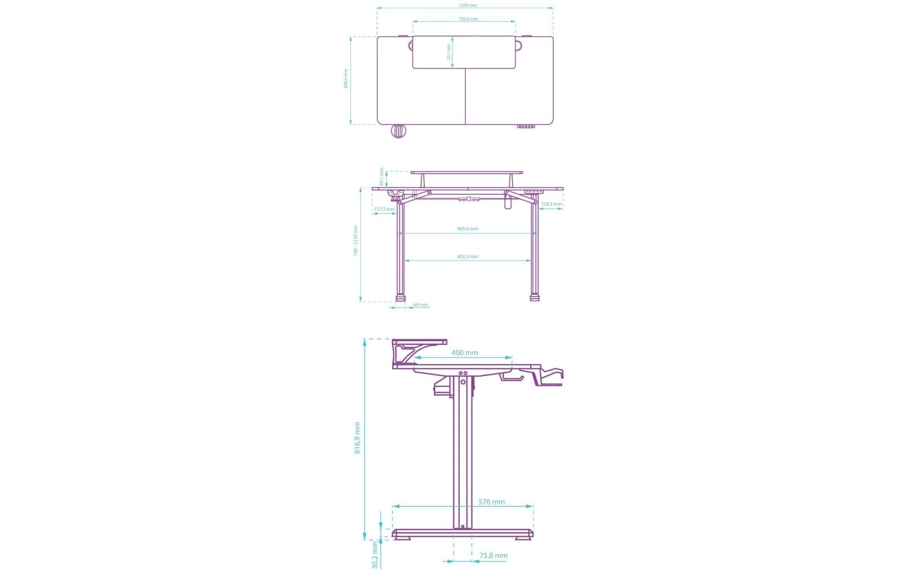 Ultradesk Highlander Gaming-Tisch – 120 × 60,5 cm, elektrisch höhenverstellbar, weiss, Holz