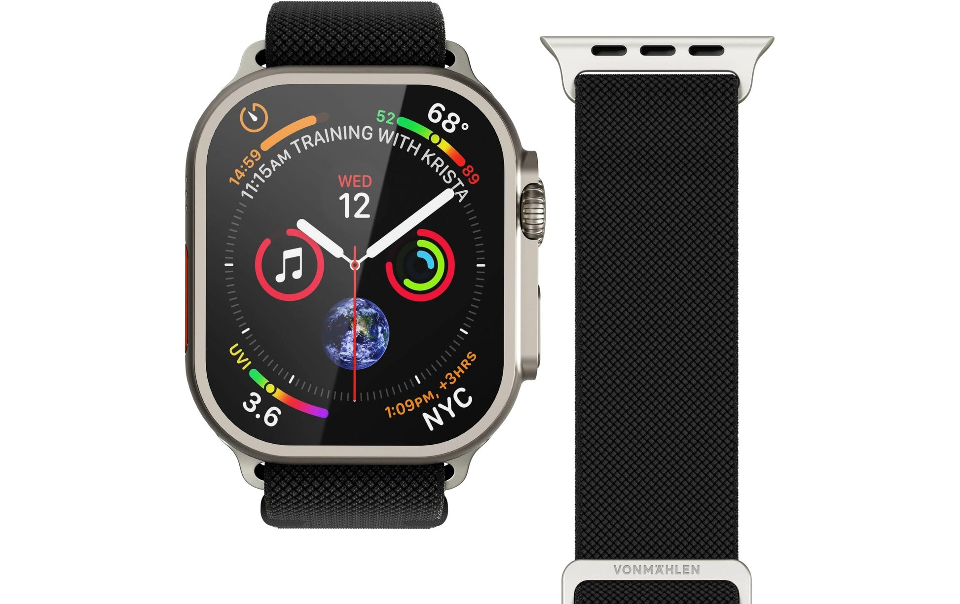 Vonmählen Classic Nylon Loop – Schwarz, für Apple Watch
