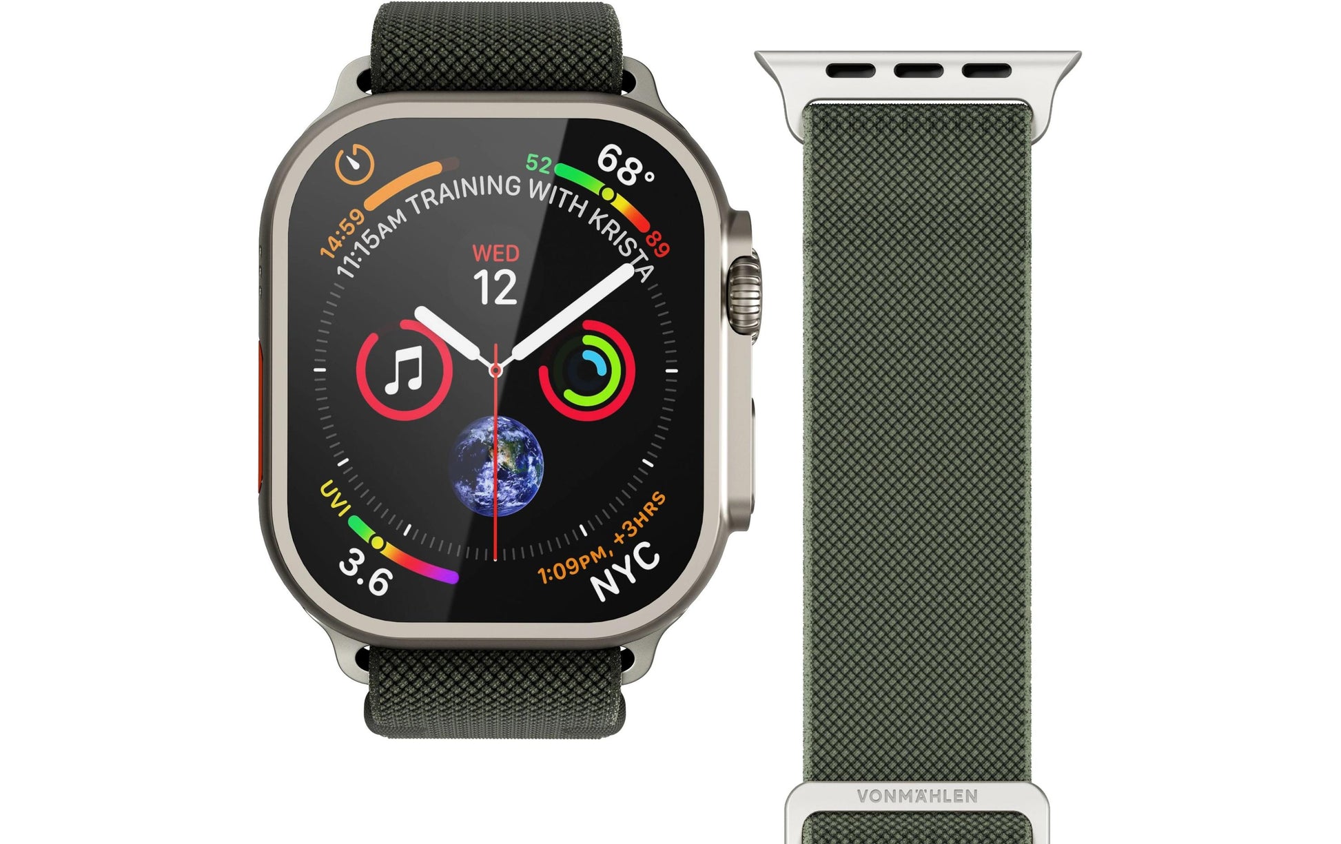 Vonmählen Classic Nylon Loop – Nylon Loop, Olive, für Apple Watch