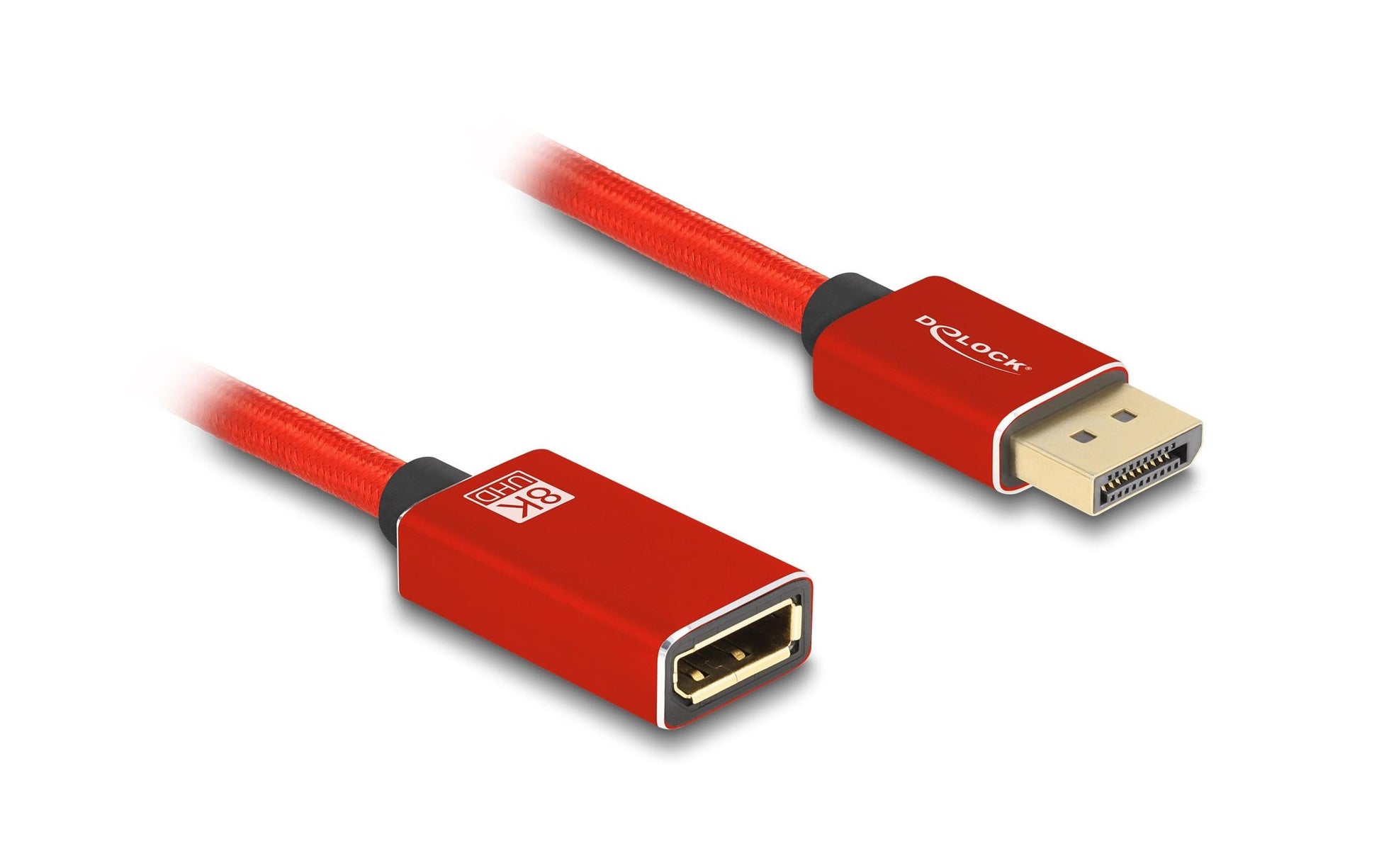 DeLOCK DisplayPort Verlängerung DP 1.4 8K 60 Hz – 2 m – Rot