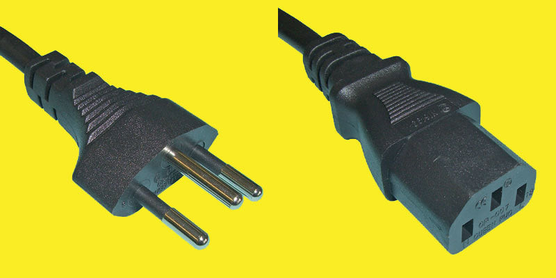 Diggelmann Netzkabel, T12 auf IEC C13, angespritzt, 250 V, 15 m, Schwarz