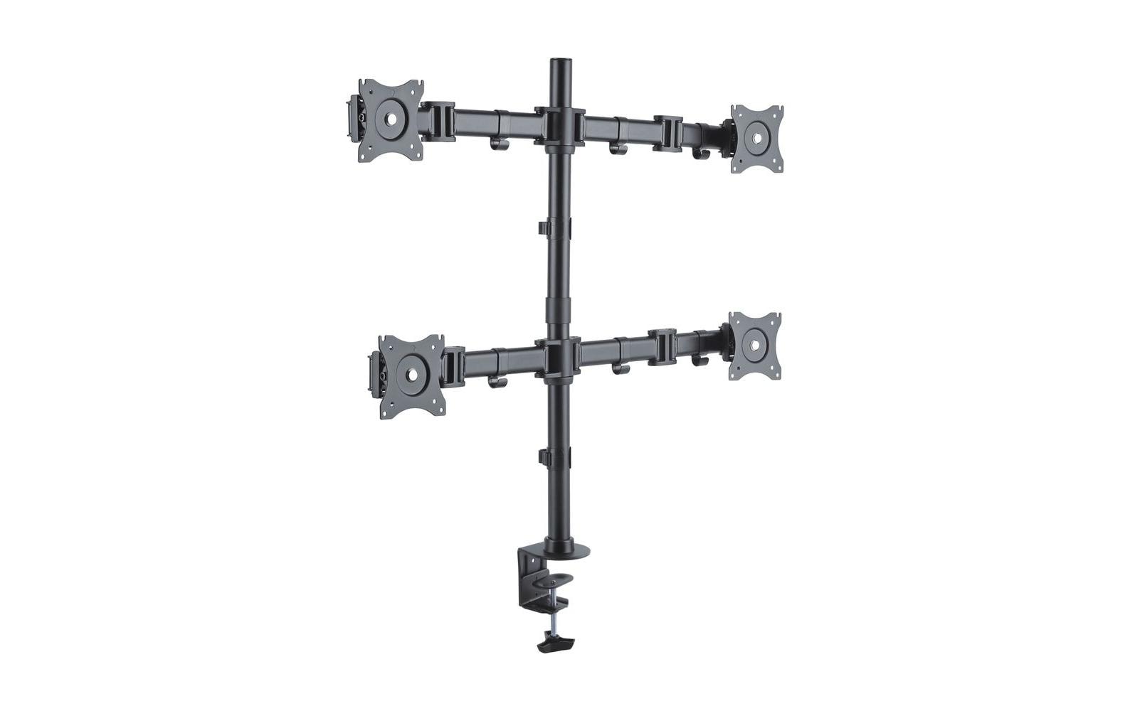 PureMounts PM-OFFICE-04 – Monitorhalterung, Quad, bis 27", VESA 100 × 100 mm, 8 kg, Pivot, schwarz