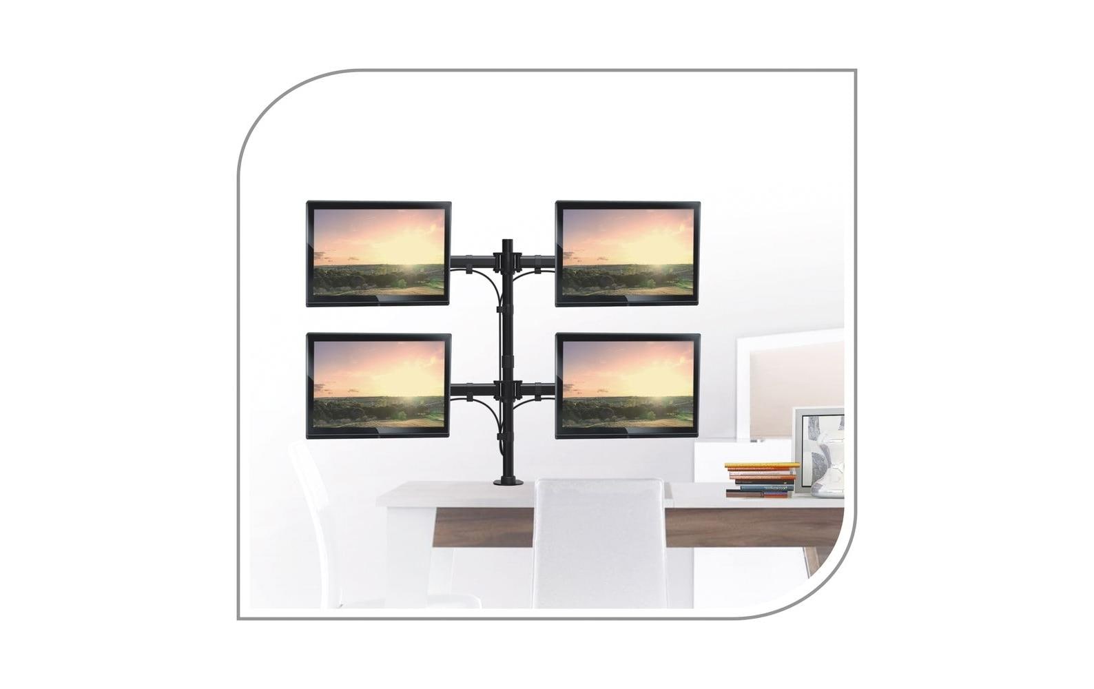 PureMounts PM-OFFICE-04 – Monitorhalterung, Quad, bis 27", VESA 100 × 100 mm, 8 kg, Pivot, schwarz