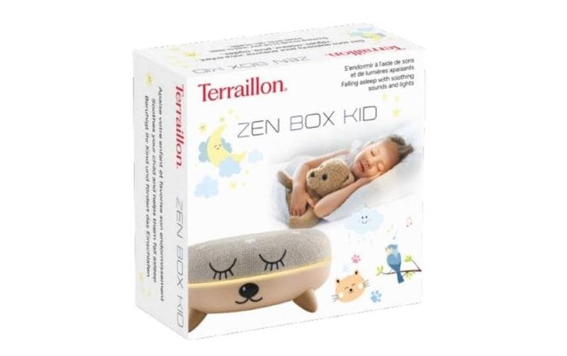 Terraillon Zen Box Kids Musikspielzeug – Weissrauschen-Generator, 7 Melodien, Bluetooth, USB-C – Grau/Beige