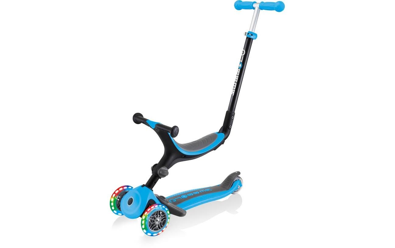 Globber GO UP Foldable Plus Lights Dreiradroller – faltbar, höhenverstellbar – hellblau – ab 1,2 J. – 50 kg
