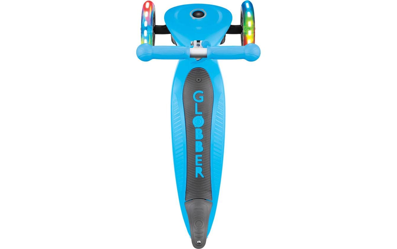 Globber GO UP Foldable Plus Lights Dreiradroller – faltbar, höhenverstellbar – hellblau – ab 1,2 J. – 50 kg