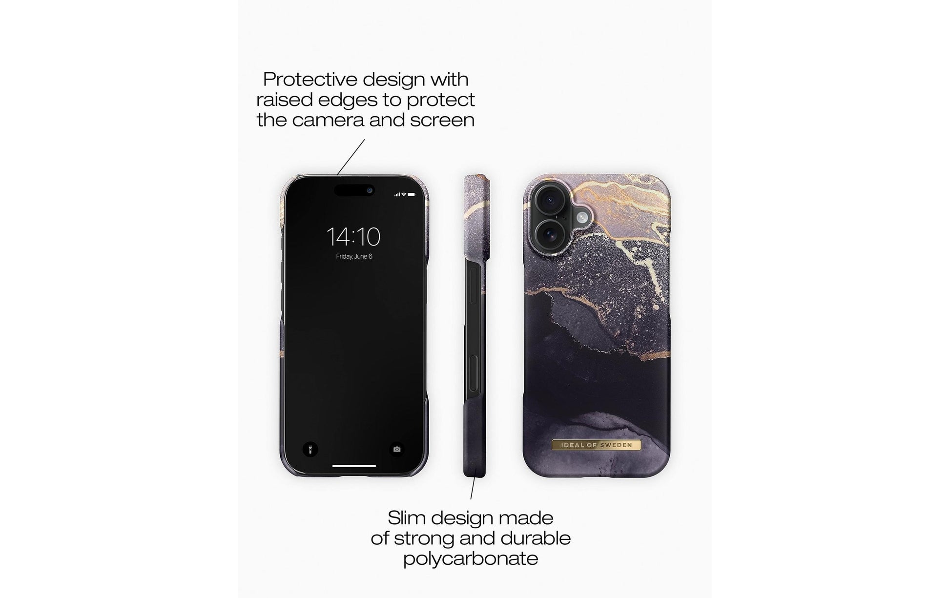 Ideal of Sweden – Backcover – für Apple iPhone 16 – Golden Twilight Marble – Polyester, MagSafe-kompatibel
