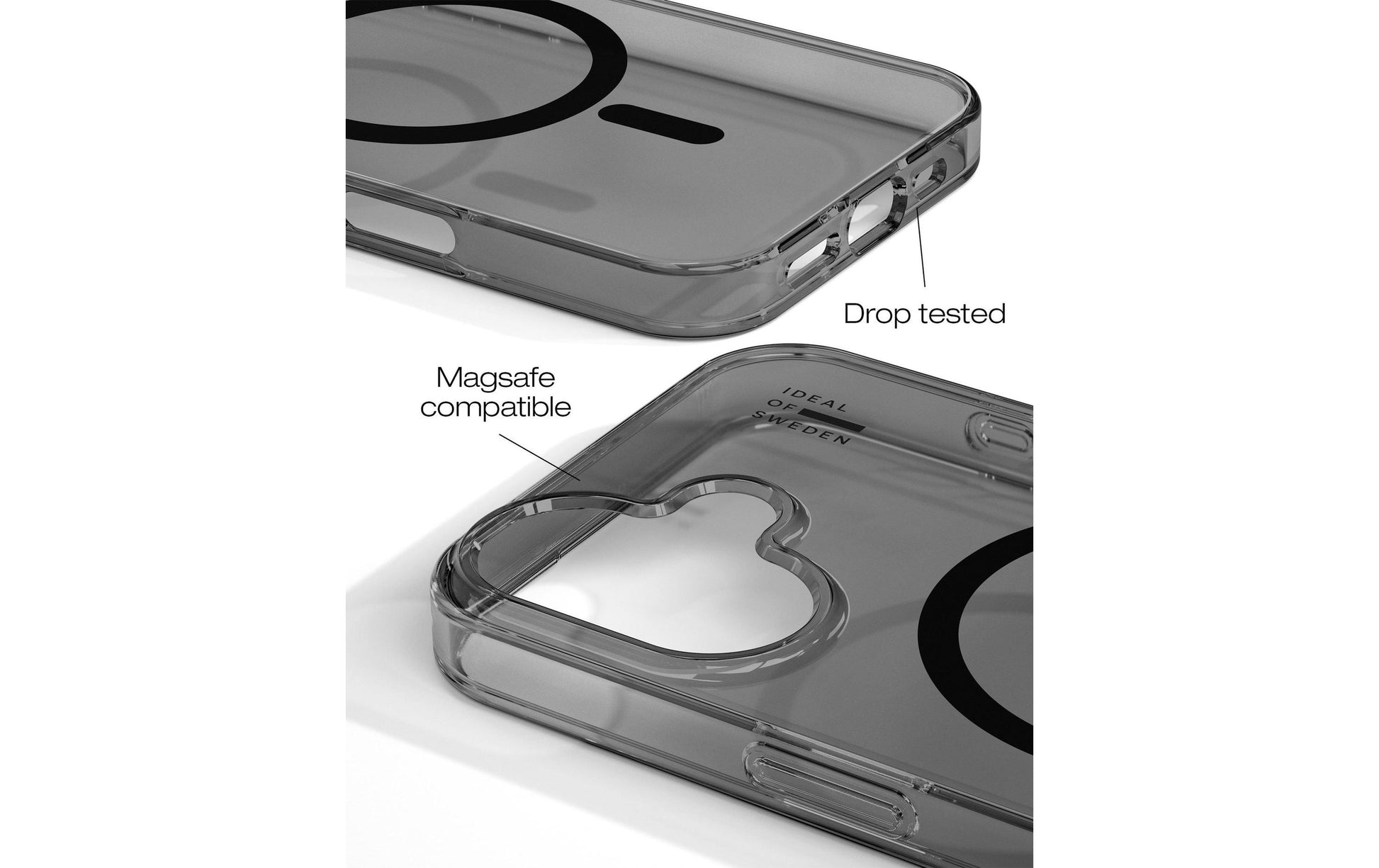iDeal of Sweden Ideal Cover – Backcover – für Apple iPhone 16 – PC+TPU, getöntes Schwarz, bis 3 m sturzsicher