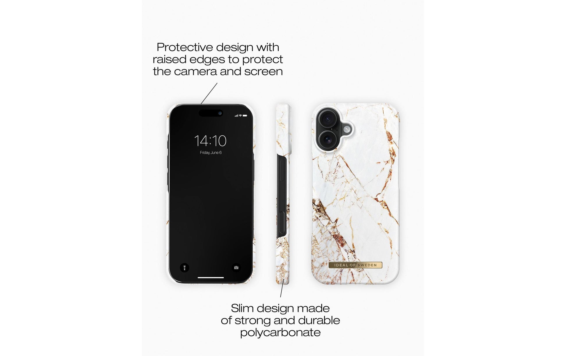 iDeal of Sweden Backcover – für Apple iPhone 16 Plus, MagSafe, PC, Weiss, Carrara Gold