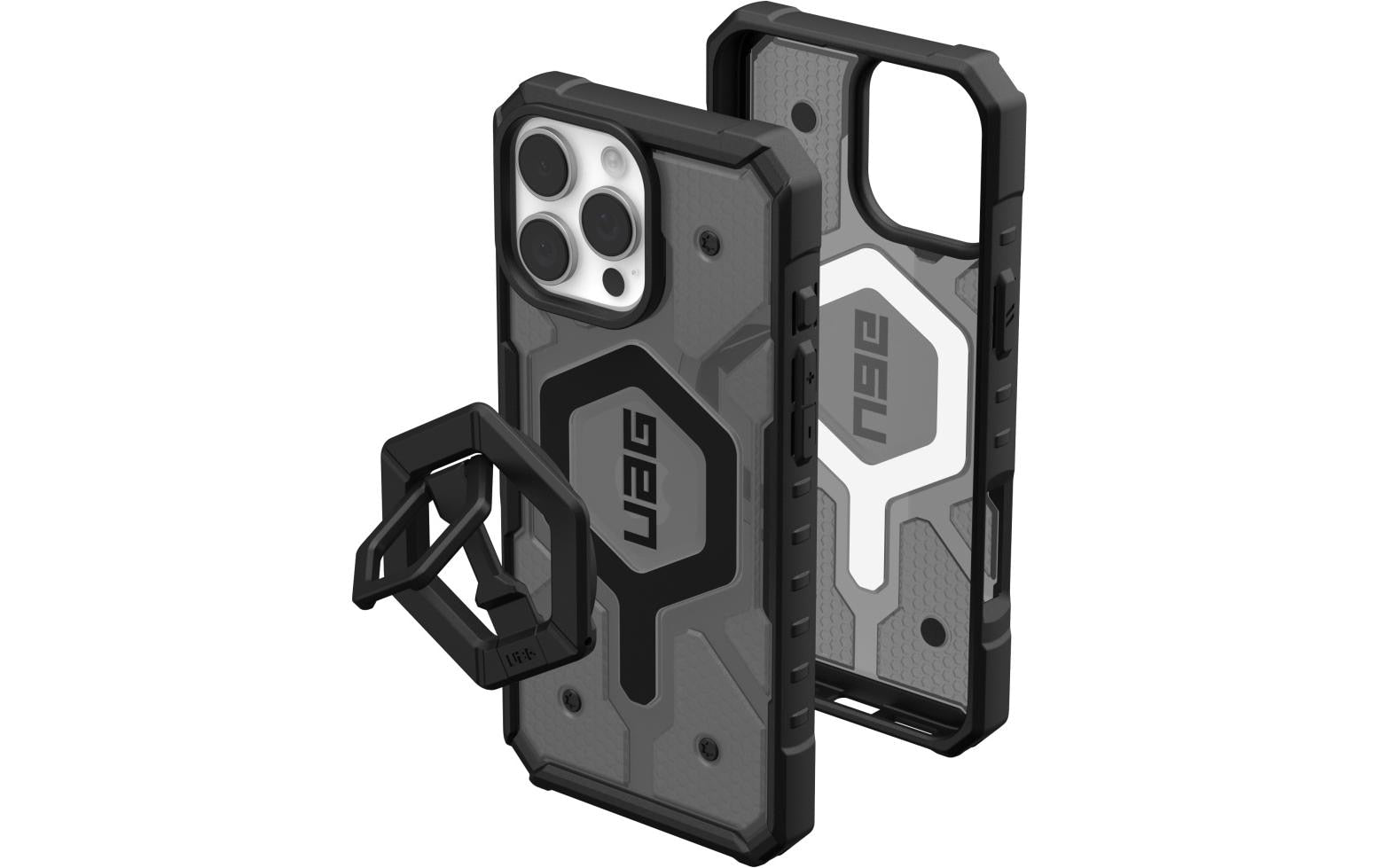 Urban Armor Gear UAG Pathfinder Backcover – für Apple iPhone 16 Pro Max, mit Ständer, TPU, Asche/Schwarz, bis 5,4 m Sturzsicher