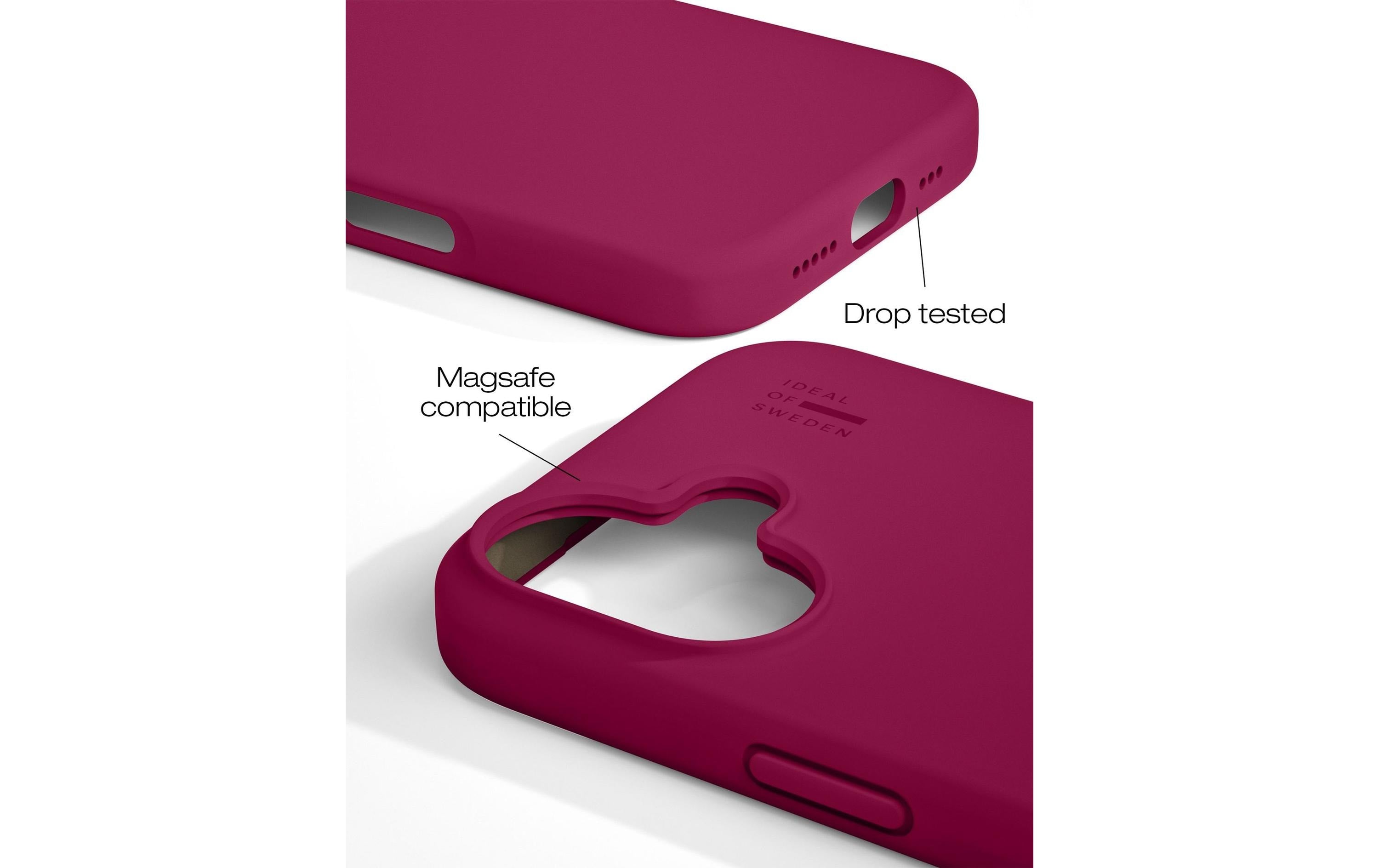 iDeal of Sweden Silikonhülle Rückcover – für Apple iPhone 16 Plus, Cranberry, bis 1,52 m sturzsicher