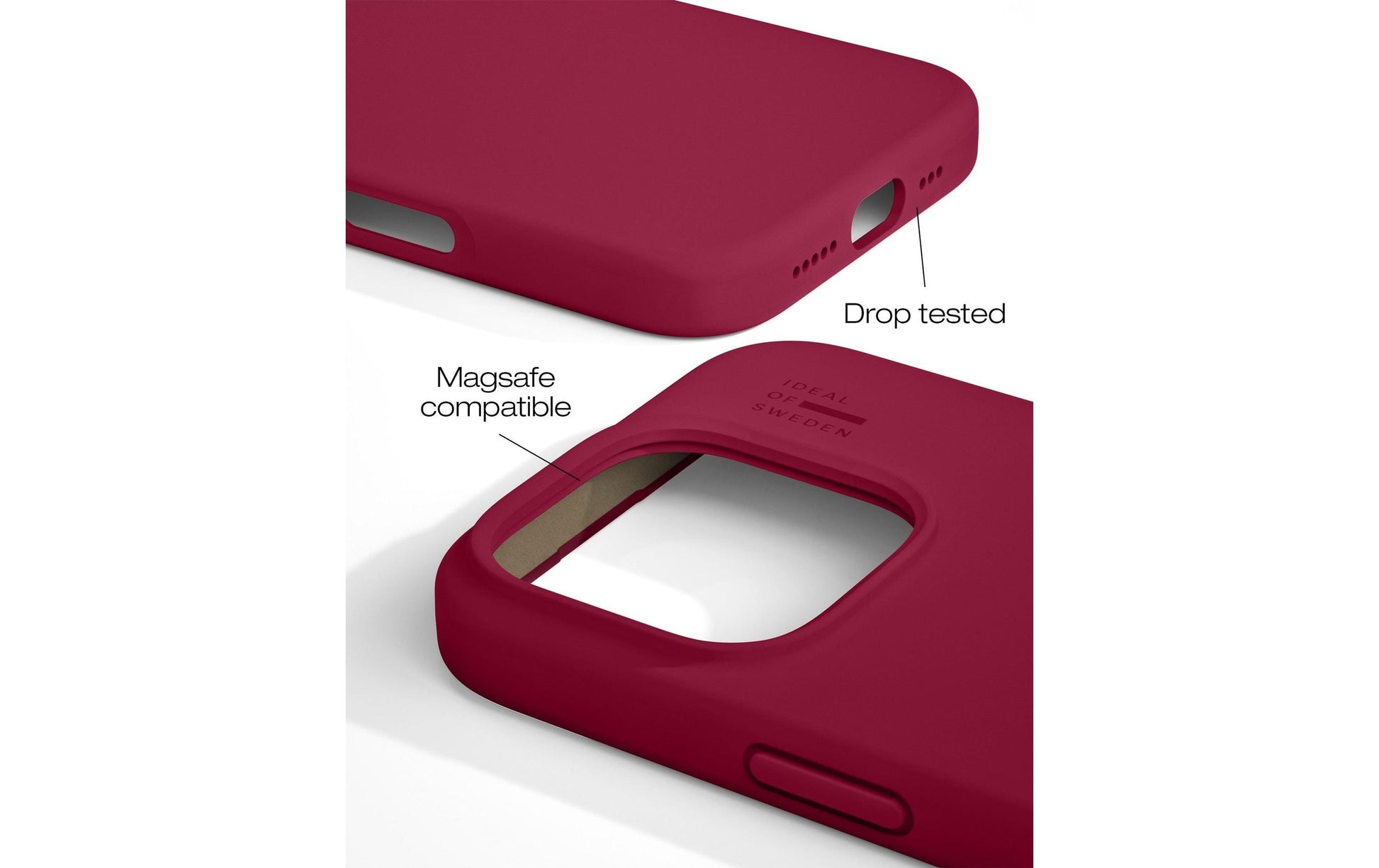iDeal of Sweden Backcover – für Apple iPhone 16 Pro Max, Silikon+Polyester, Cranberry, bis 1,52 m sturzsicher