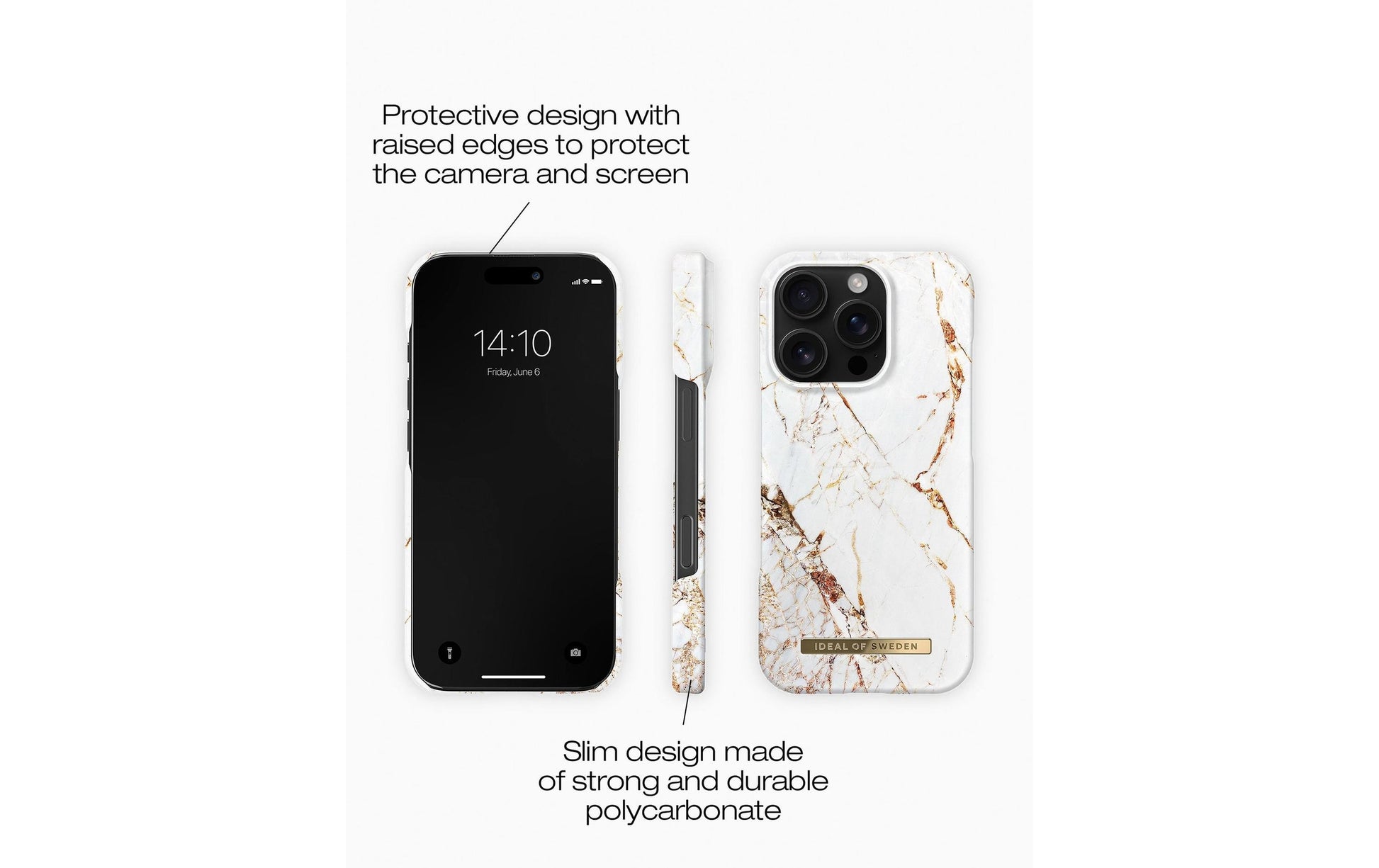 iDeal of Sweden Ideal Cover Backcover – für Apple iPhone 16 Pro Max, MagSafe, PC+Polyester, Carrara Gold