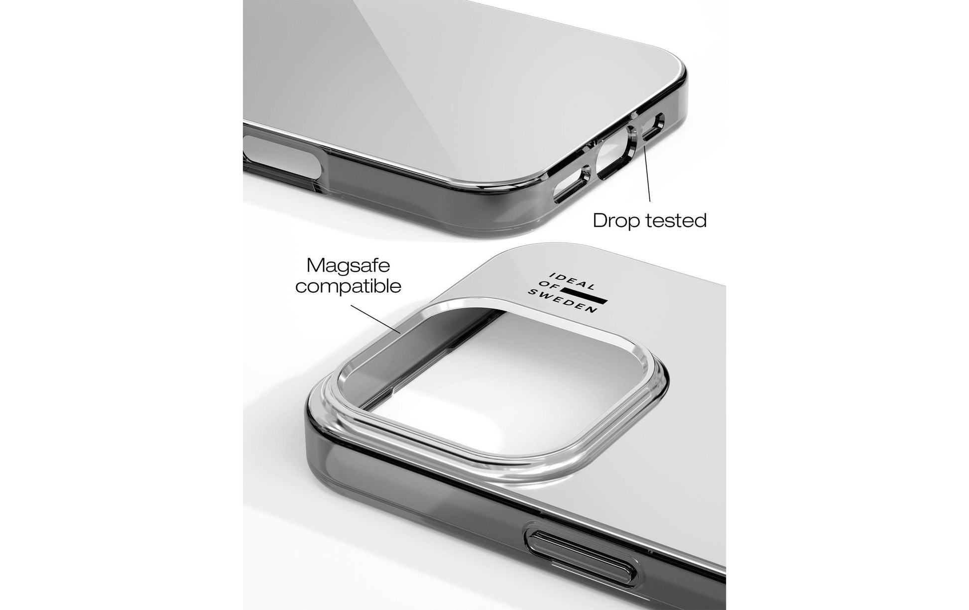 iDeal of Sweden Mirror Backcover – für Apple iPhone 16 Pro Max, MagSafe, PC+TPU, Silber, bis 3 m sturzsicher