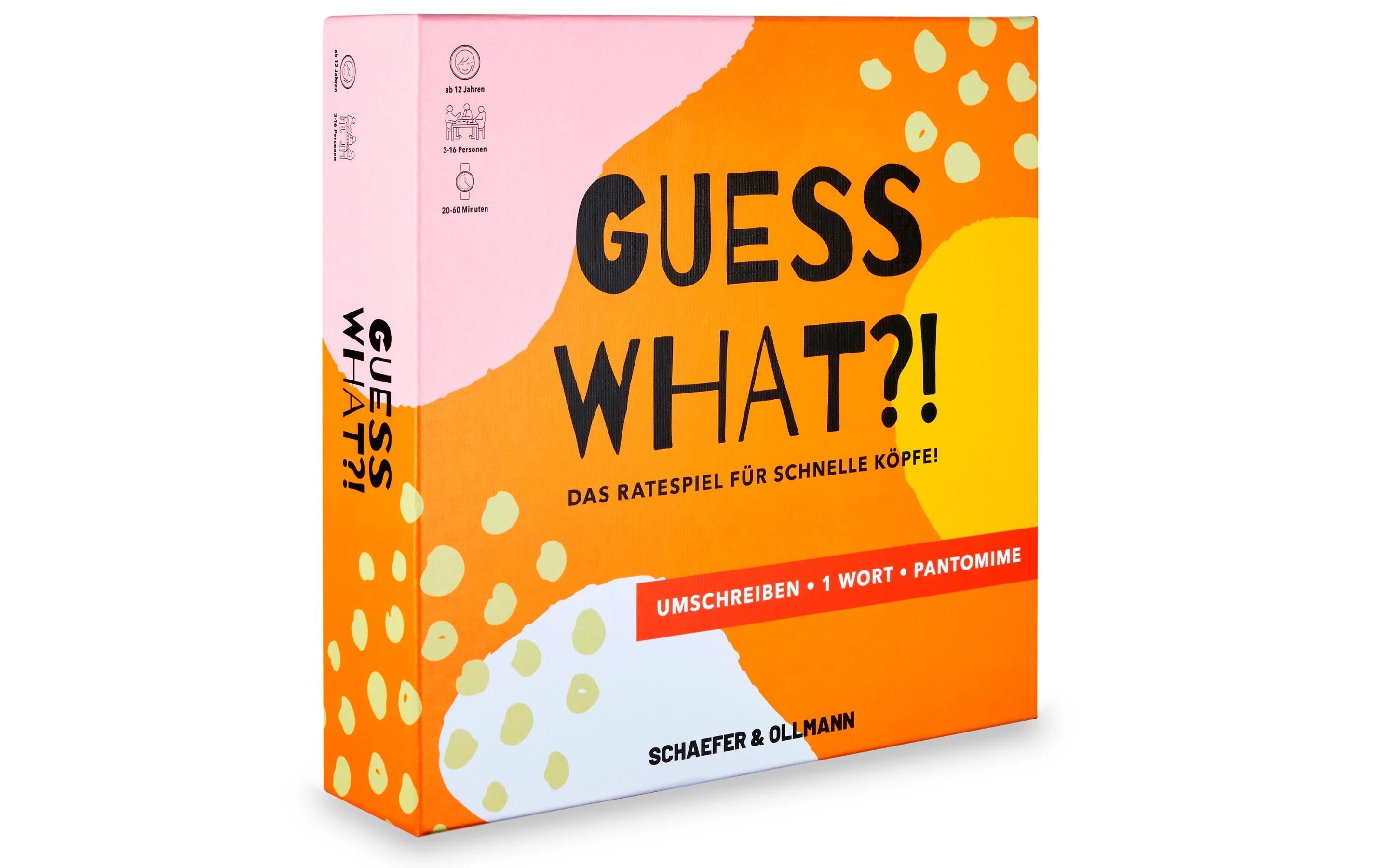 Kampfhummel Guess What? Ratespiel – Partyspiel, 3–16 Spieler, ab 12 J., 40 min, DE