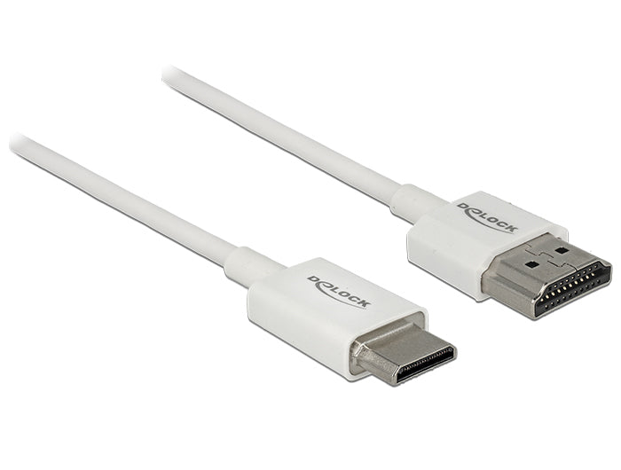 DeLOCK Mini-HDMI auf HDMI Kabel HDMI 2.0 4K 60 Hz – 2 m – ARC, Ethernet – Weiss
