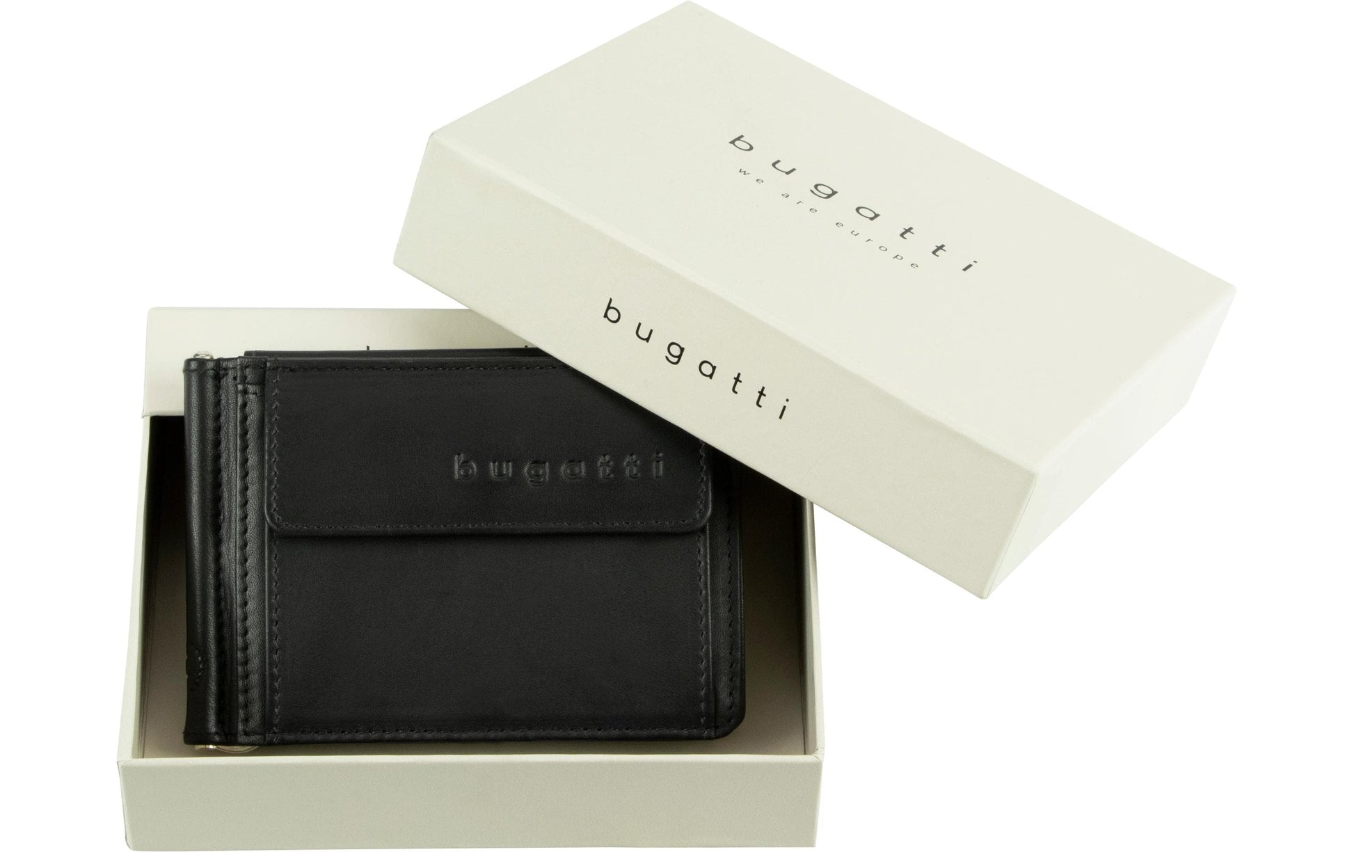 Bugatti cases Bugatti – Primo Clipbörse – mit Münzfach, Clipverschluss – 110×80×10 mm – Leder – Schwarz