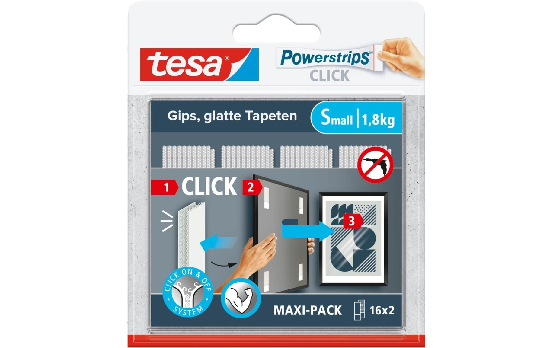 TESA Montagepad – 20 × 60 mm, weiss, bis 1,8 kg, für Innen