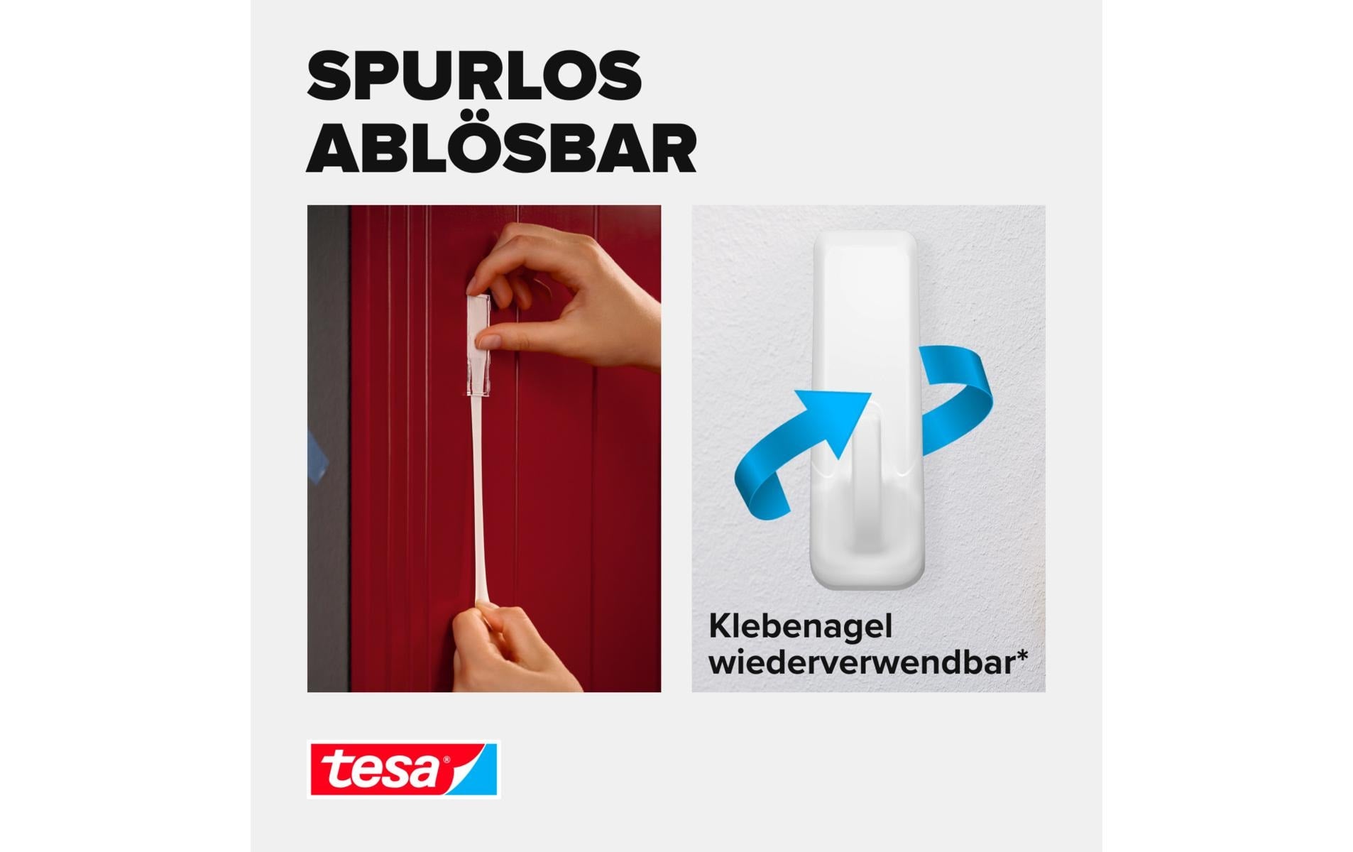 TESA Klebehaken – Kunststoff, weiss, 3 × 9,4 × 3,6 cm – 1er-Pack