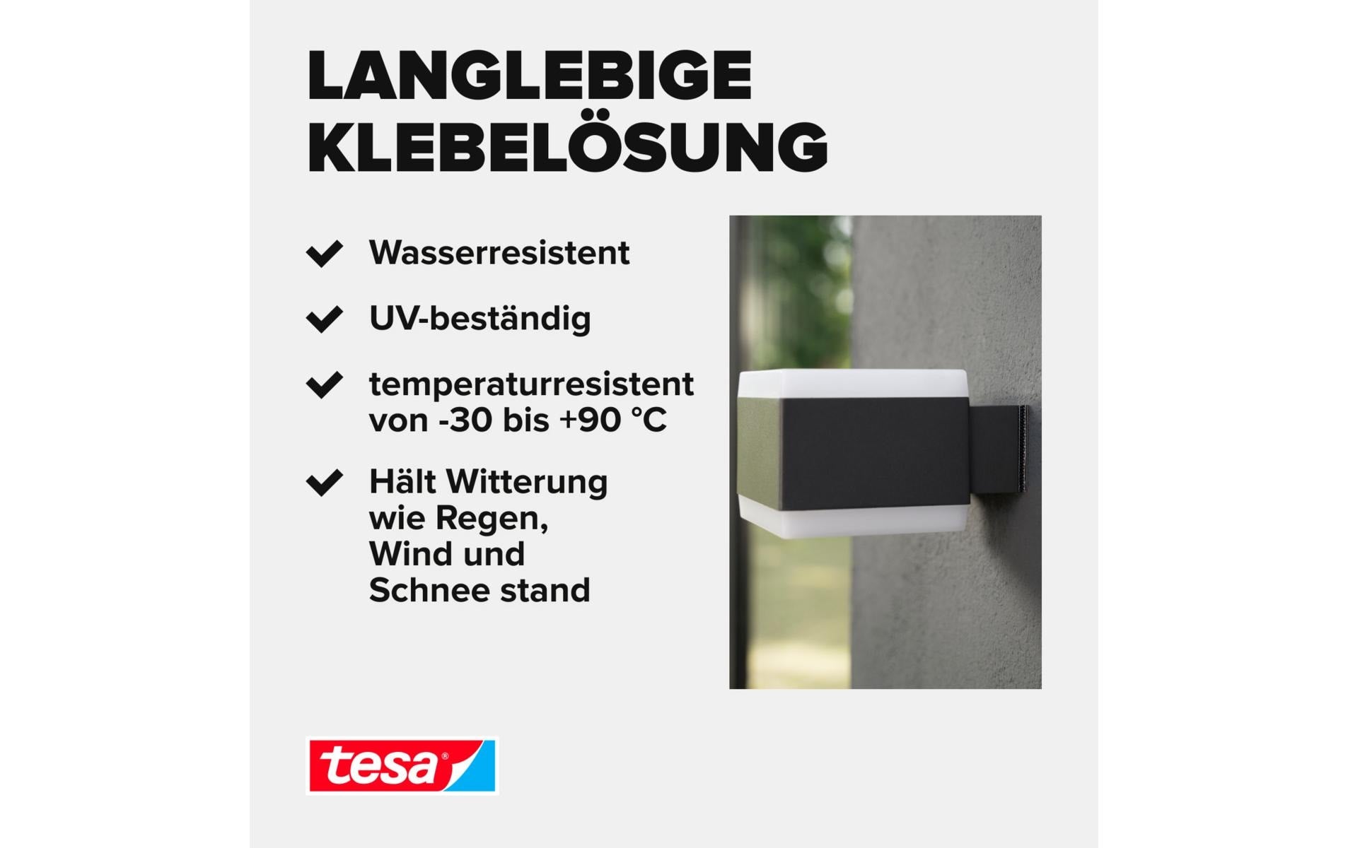 TESA Ultra Power Lock Klettband – 25 mm × 1 m, schwarz, selbstklebend, 1 Stück